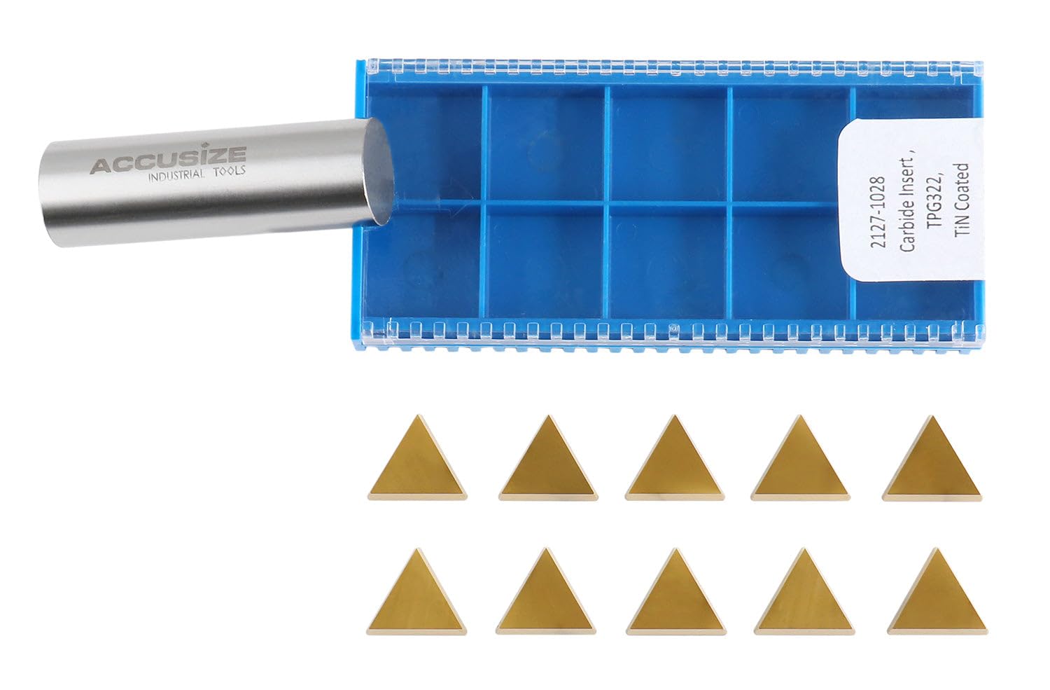 Accusize TPG322 Tin Coated Carbide Inserts - 60 Pc Set for CNC Lathe Turning Tools | Industrial Metal Cutting Inserts | Perfect for Machining Steel, Cast Iron & Alloy Materials