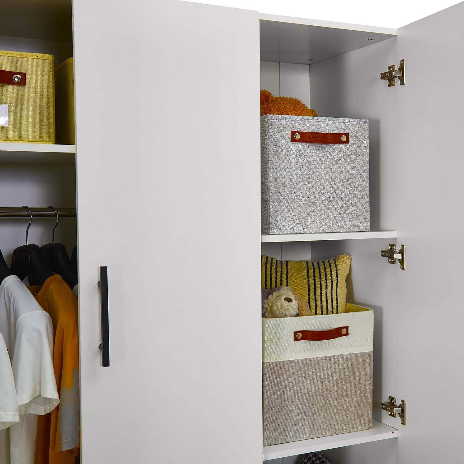 White 4-Door Wardrobe Closet with Mirror & 3 Drawers - Wooden Armoire Storage Cabinet for Bedroom Organization | Perfect for Master Bedroom, Guest Room, and Apartment Storage Solutions