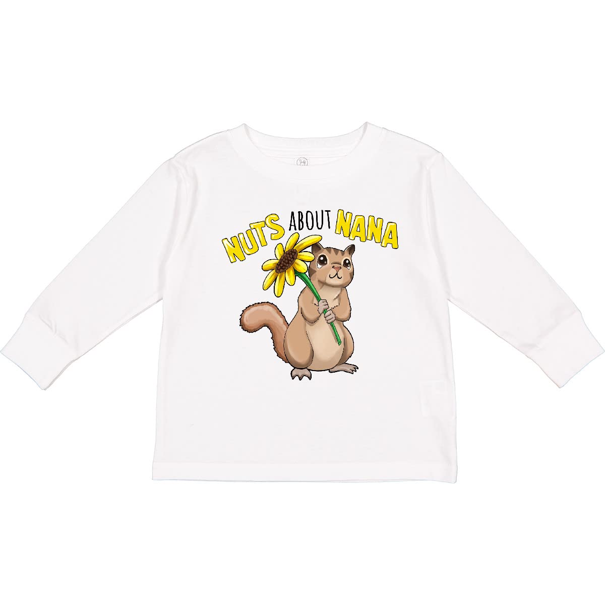 Adorable Chipmunk with Toddler Graphic Long Sleeve T-Shirt - Perfect for Family Outings & Casual Wear | inktastic Nuts About Nana Design