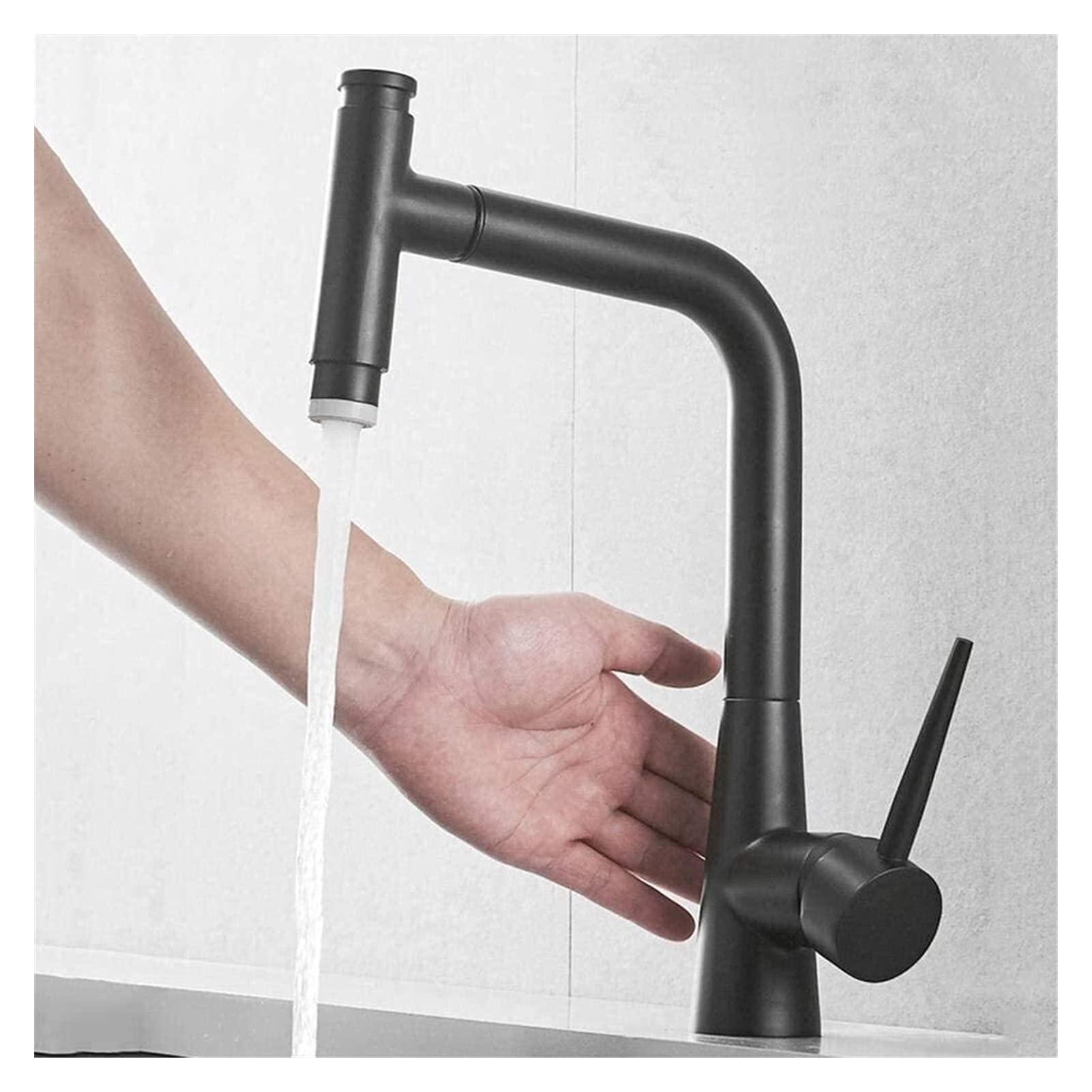 Black Touchless Kitchen Sink Faucet with Pull-Out Spray - Single Lever Mixer Tap for Hot & Cold Water, 360° Swivel - Perfect for Modern Kitchens, Dishwashing & Food Prep