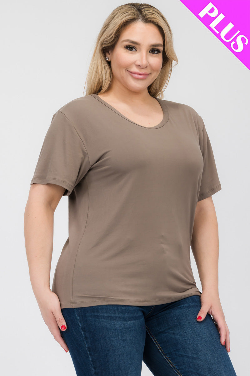 Plus Size Basic Short Sleeve T-Shirt for Women - Comfortable Cotton Casual Tee (CAPELLA) | Perfect for Everyday Wear, Lounge & Summer Outfits
