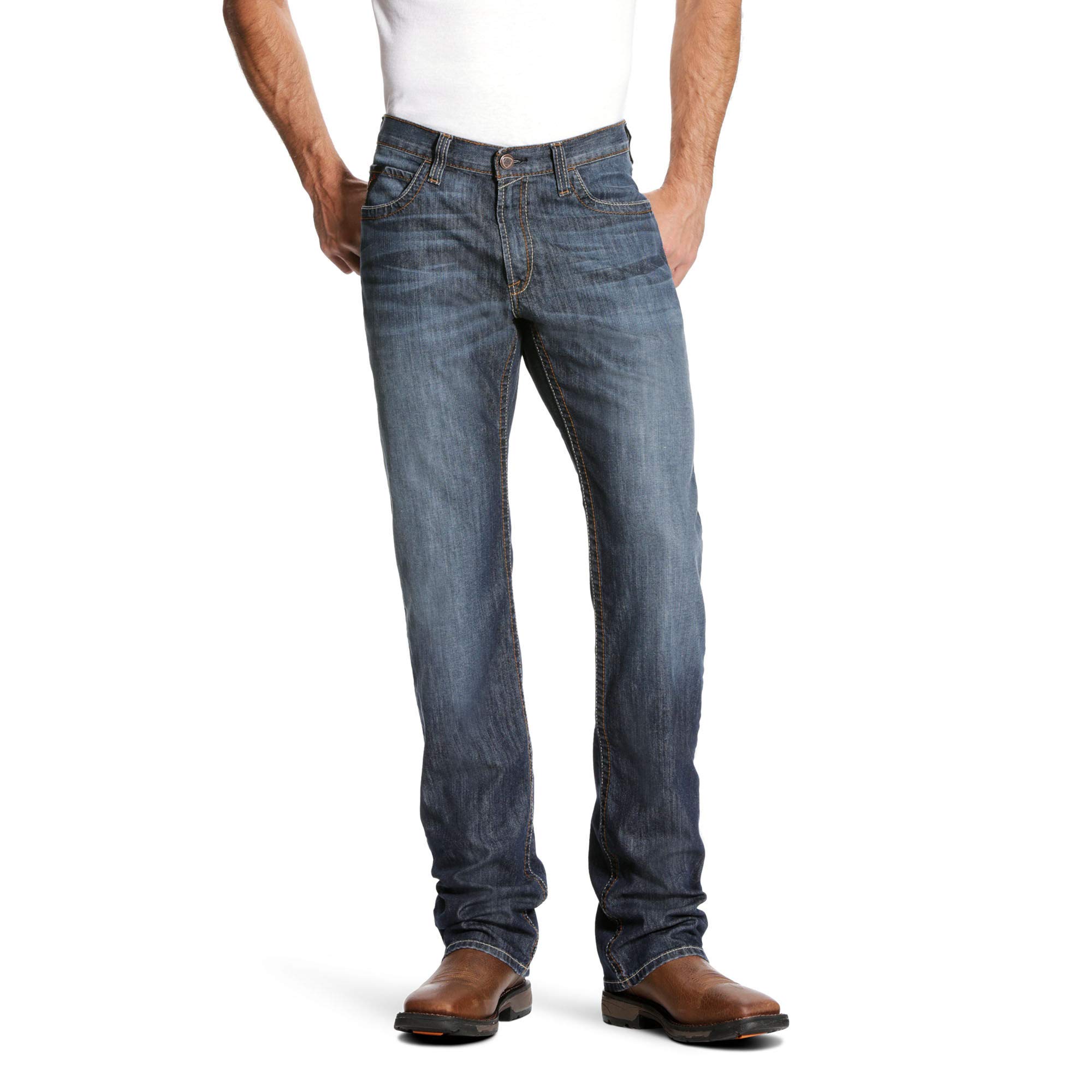 ARIAT Men's Flame Resistant M4 Low Rise Boot Cut Jeans - Durable Work Pants for Construction, Welding & Outdoor Jobs