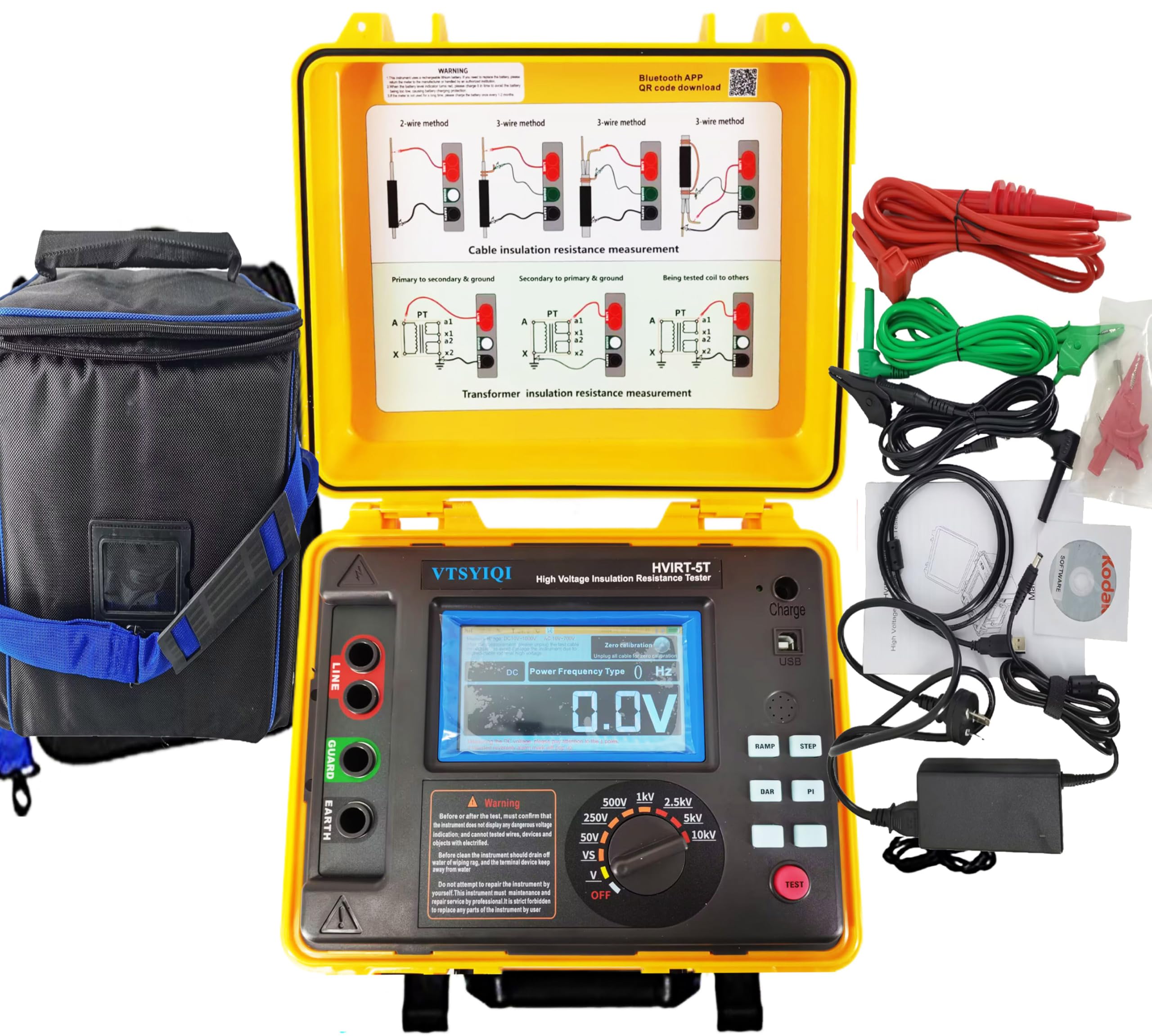 High Voltage Insulation Tester Kit - 10kV/10TΩ Insulation Resistance Meter with ±5% Accuracy & USB Communication - Perfect for Electrical Maintenance, Power Grid Testing, and Industrial Equipment Safety Checks