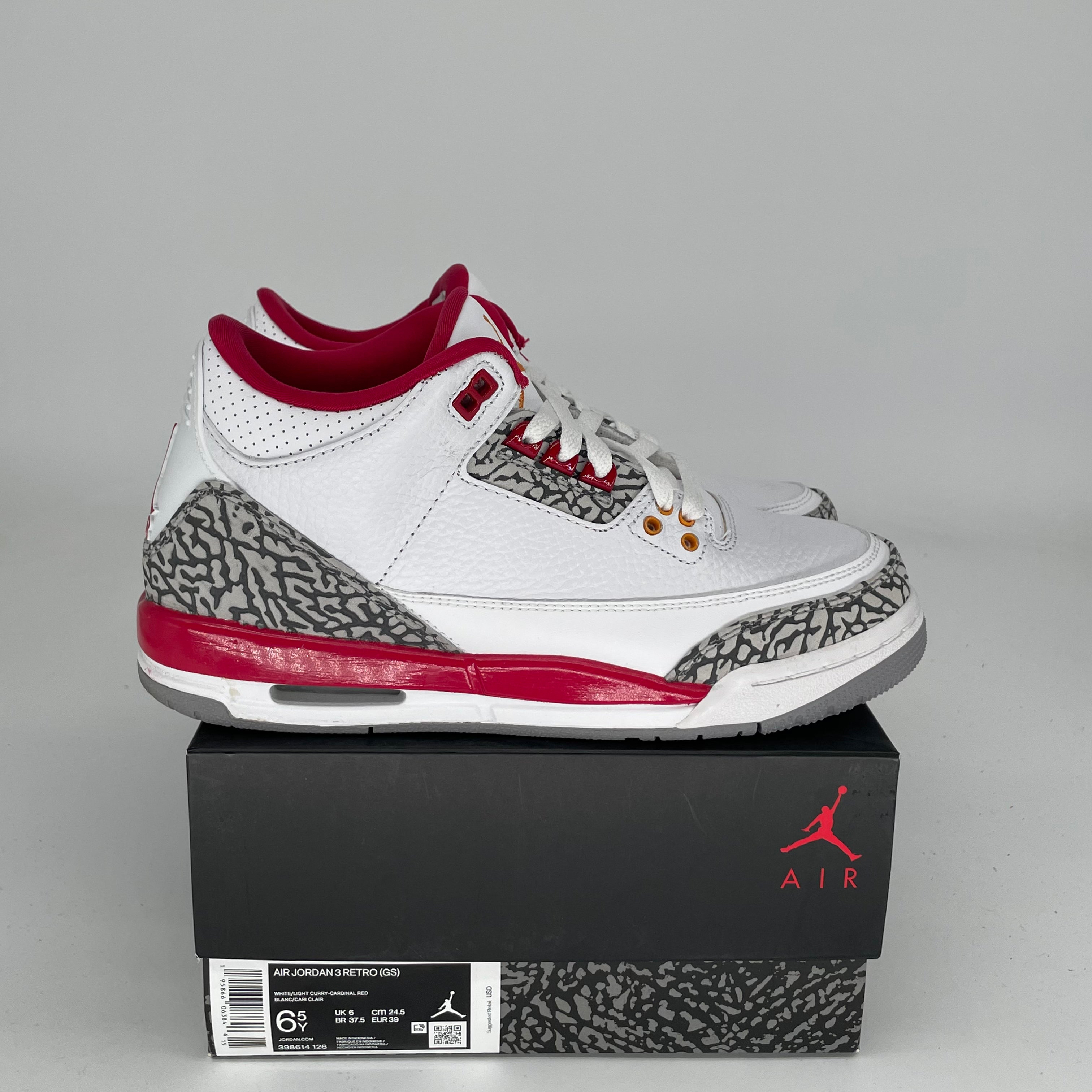 AIR JORDAN 3 CARDINAL Men's Basketball Shoes Size 6.5Y (398614-126) - Retro Sneakers for Running, Gym & Casual Wear