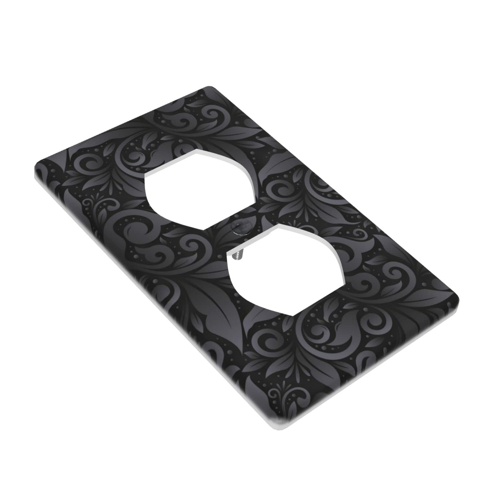 3D Floral Light Switch Cover - Black Decorative Wall Plate, 1 Gang Standard Size (4.5