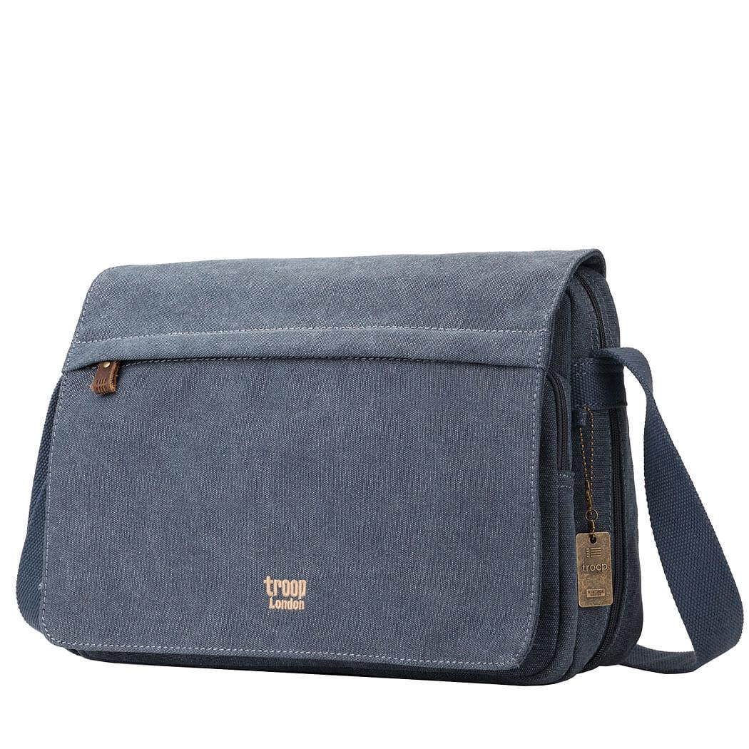 TRP0241 Troop London Classic Canvas Messenger Bag - Stylish & Durable Crossbody Bag for Men & Women - Perfect for Work, Travel & Everyday Use