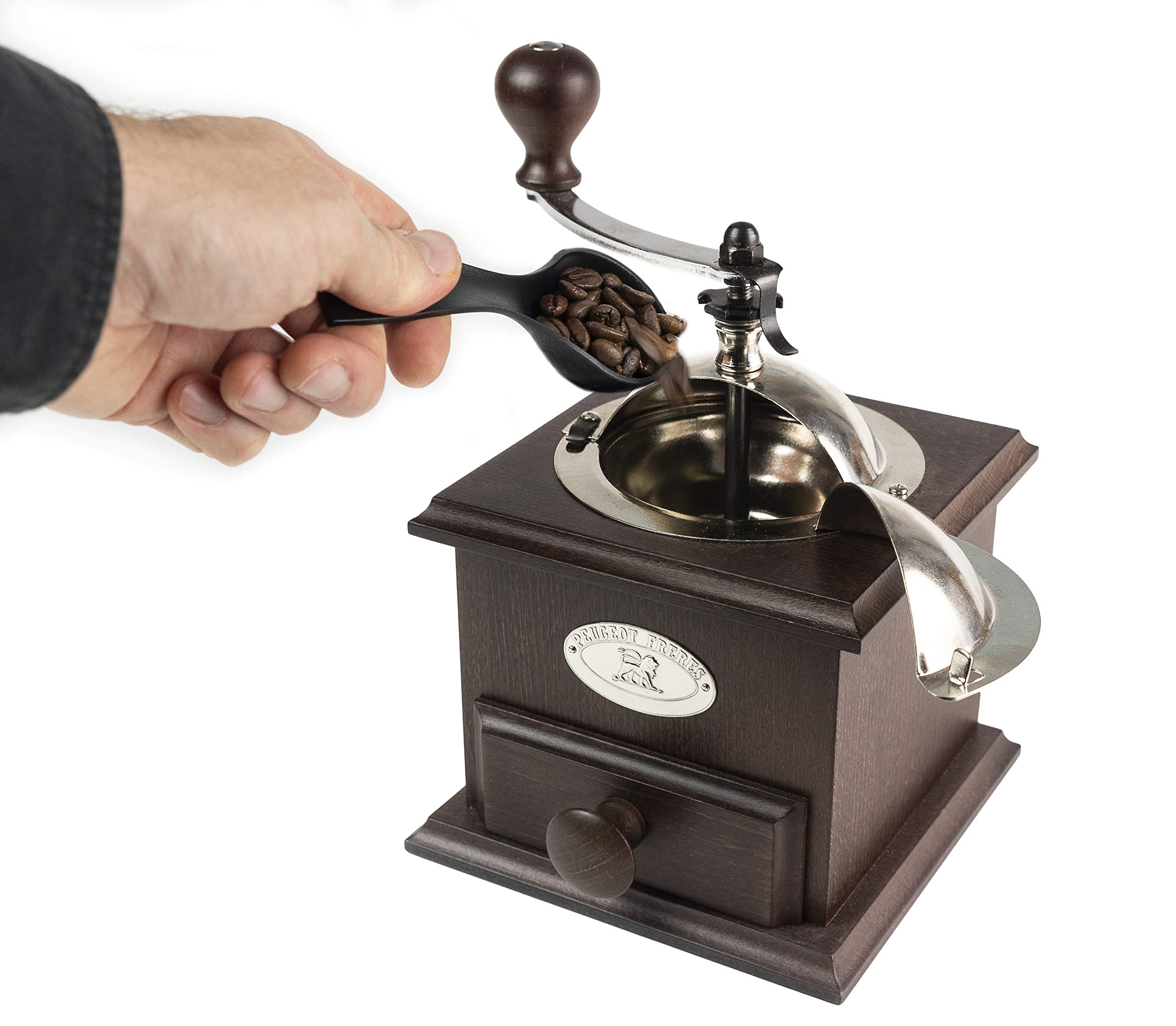 Peugeot Nostalgie Manual Coffee Grinder - Walnut Wood Hand Crank Mill for French Press, Espresso & Pour Over - Vintage Style Kitchen & Camping Coffee Accessory