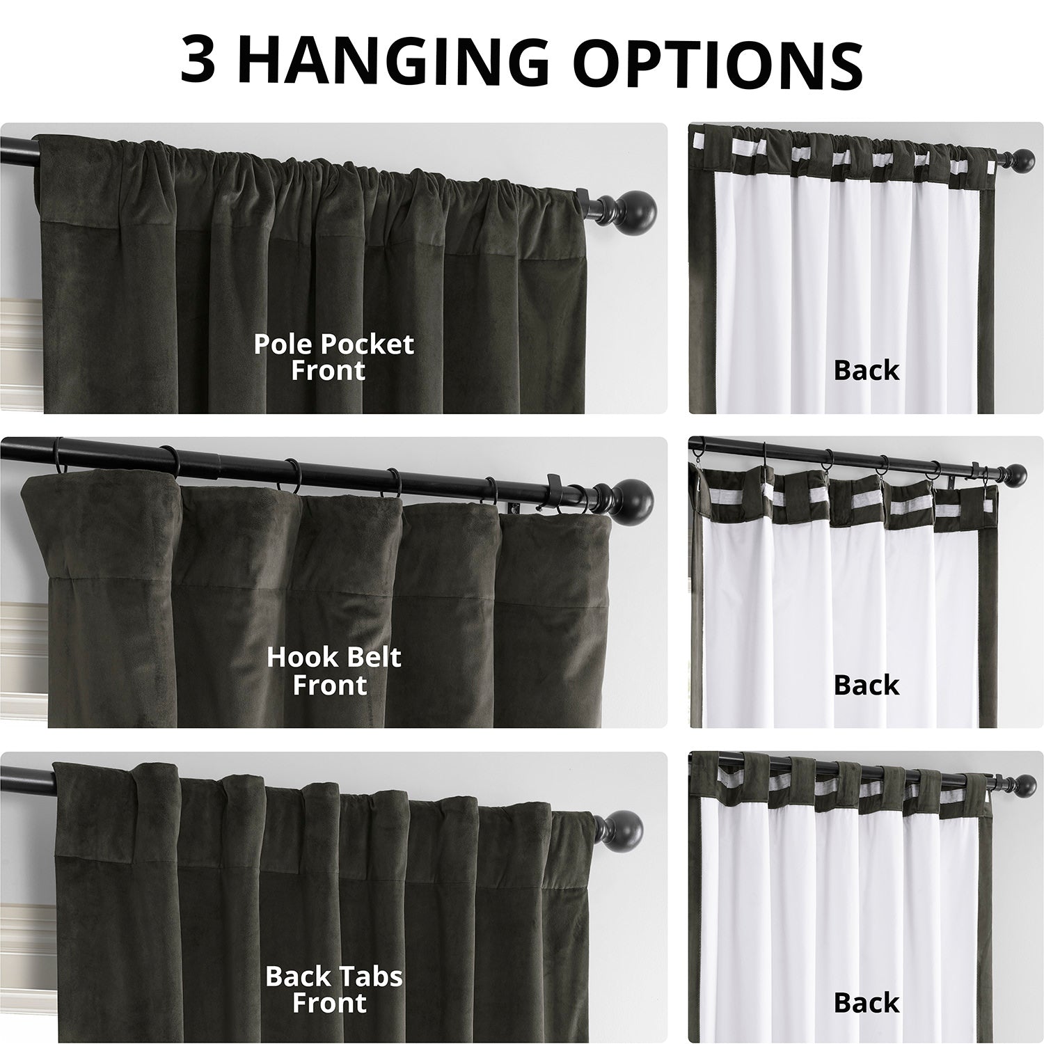 Gunmetal Grey Signature Velvet Blackout Curtains for Bedroom - Thermal Insulated Noise Reducing Window Drapes for Home Theater & Nursery