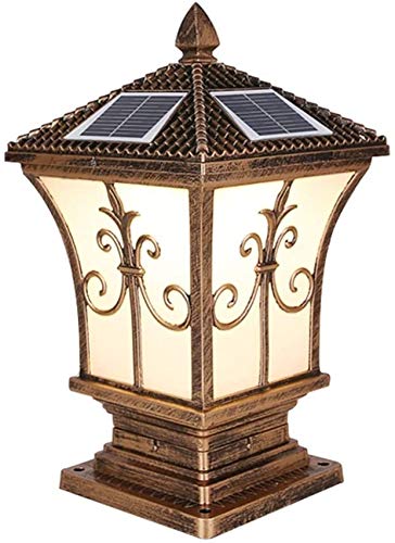 Solar Powered Outdoor Column Lights - Waterproof Garden Post Lanterns for Villa, Home & Doorway (Bronze/Black) - Perfect for Pathway, Driveway & Landscape Lighting