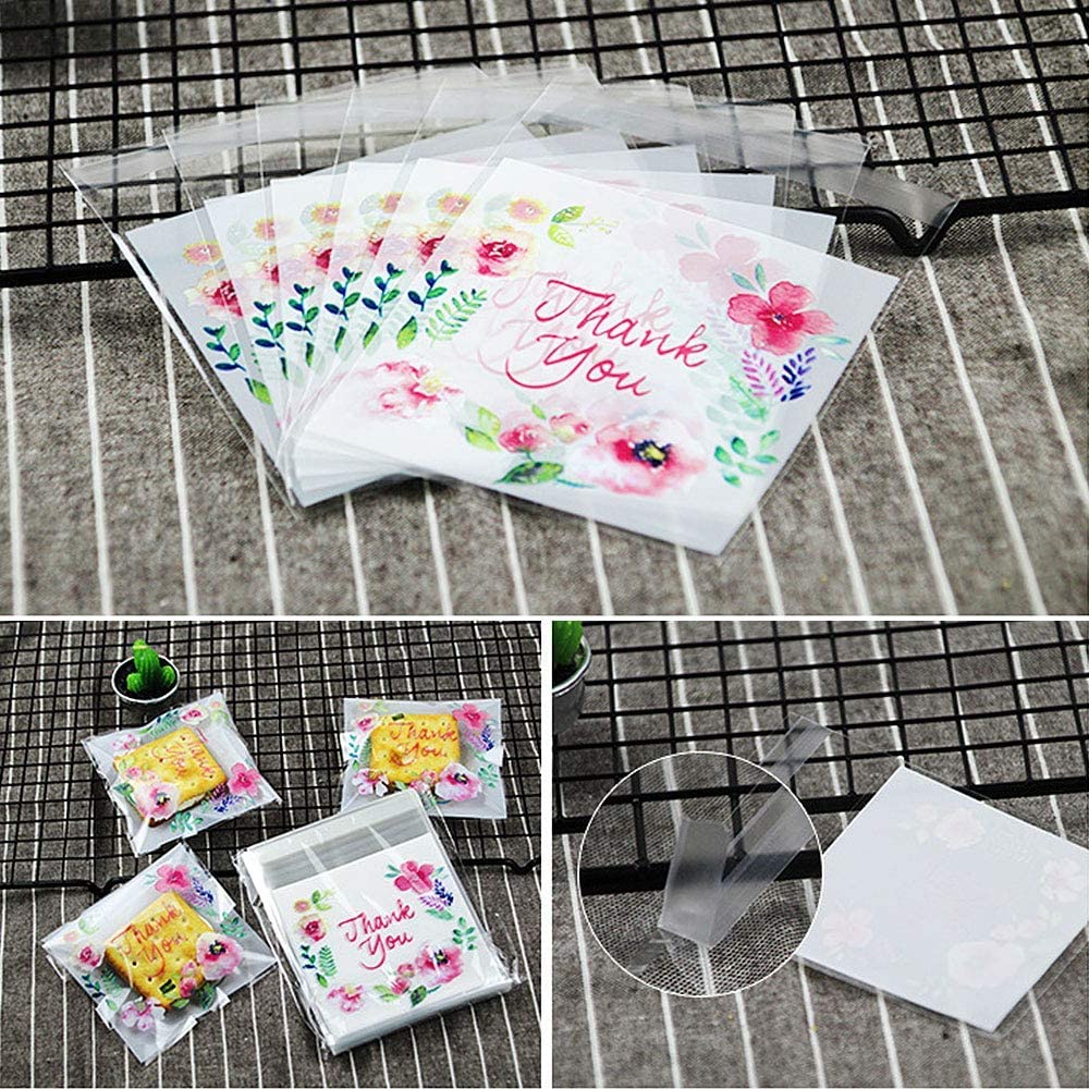 Chocozone 100-Pack Self-Adhesive Guddy Bags - 10cmx10cm Party Favor Bags, Cookie Bags & Chocolate Pouches for Birthday Parties, Wedding Favors & Return Gifts - Perfect for Candy, Treats & Small Gifts