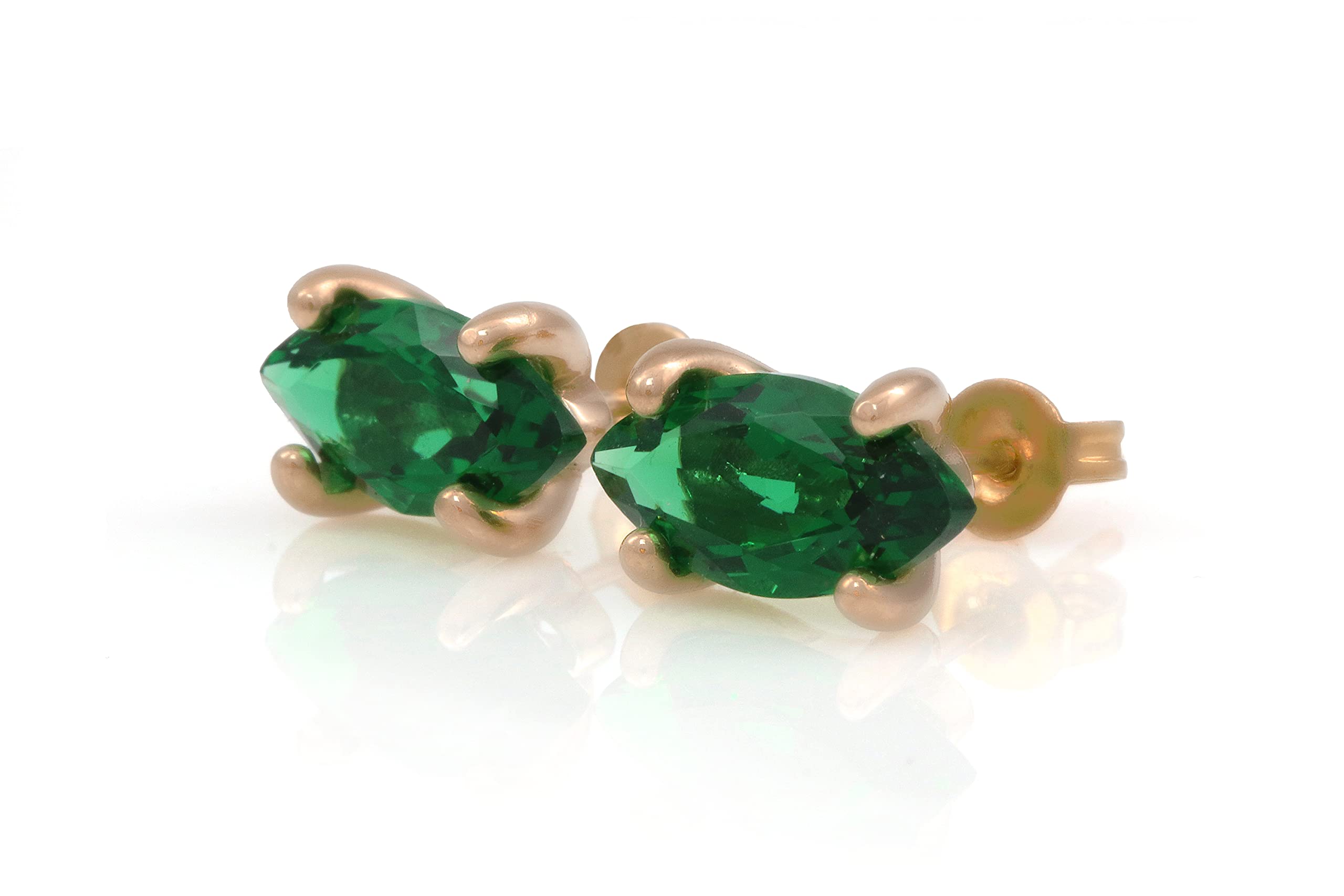 Timeless Emerald Green Stud Earrings - Handmade Dainty Jewelry for Women, Wedding & Everyday Wear - 925 Sterling Silver/Gold Plated Options with Gift Box - Perfect Birthday Gift & Anniversary Present