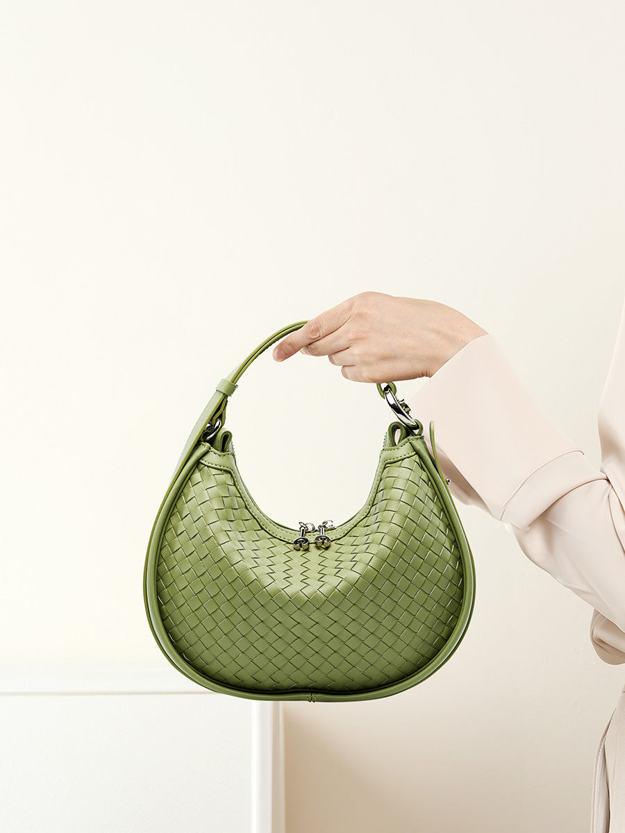 Stylish Woven Crescent Leather Crossbody Bag for Women - Perfect for Work, Travel & Everyday Use