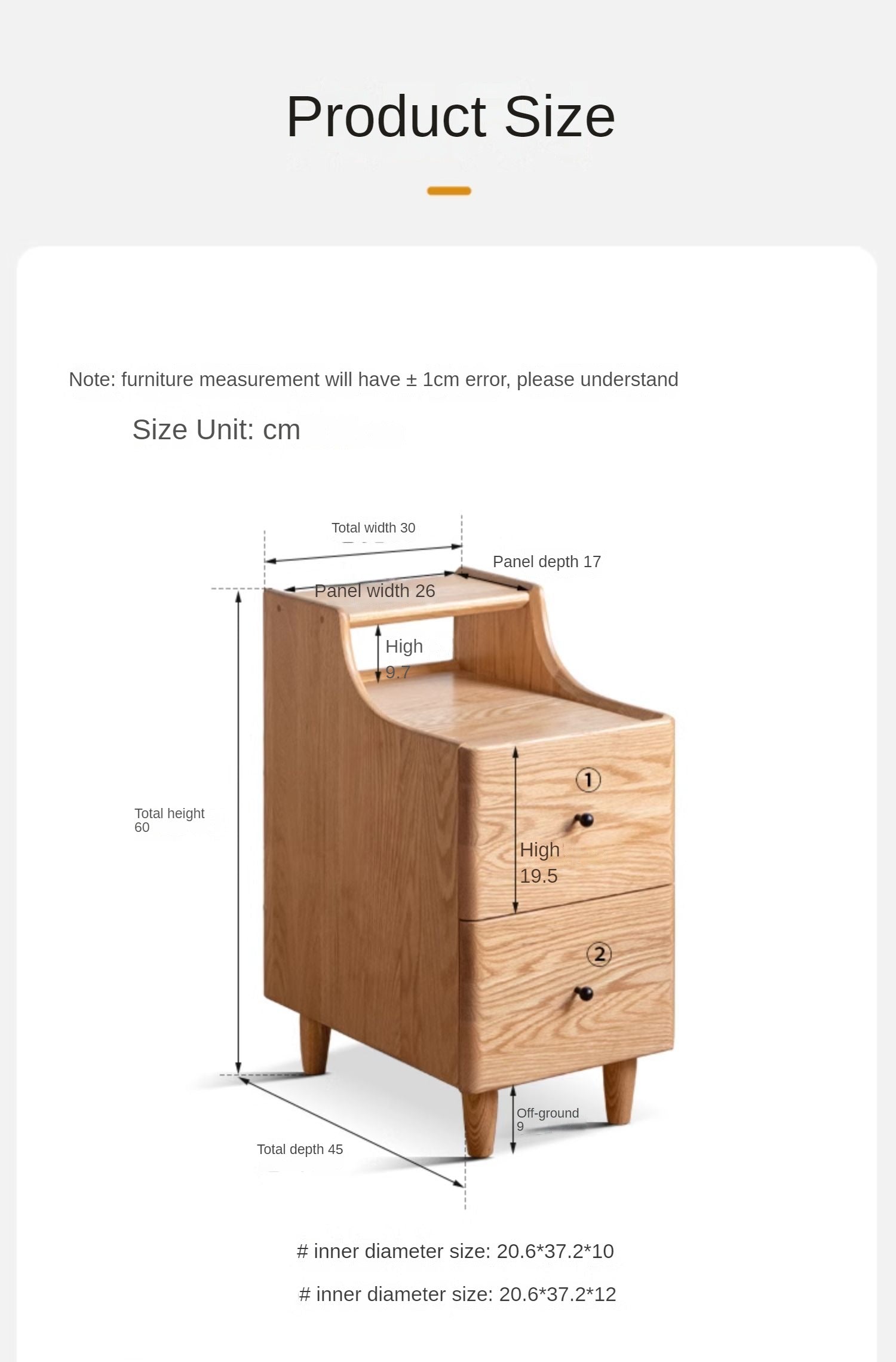 Solid Oak and Ash Wood Nightstand - Rustic Bedside Table with Drawer for Bedroom, Living Room, or Guest Room - Durable Wooden End Table for Home Decor