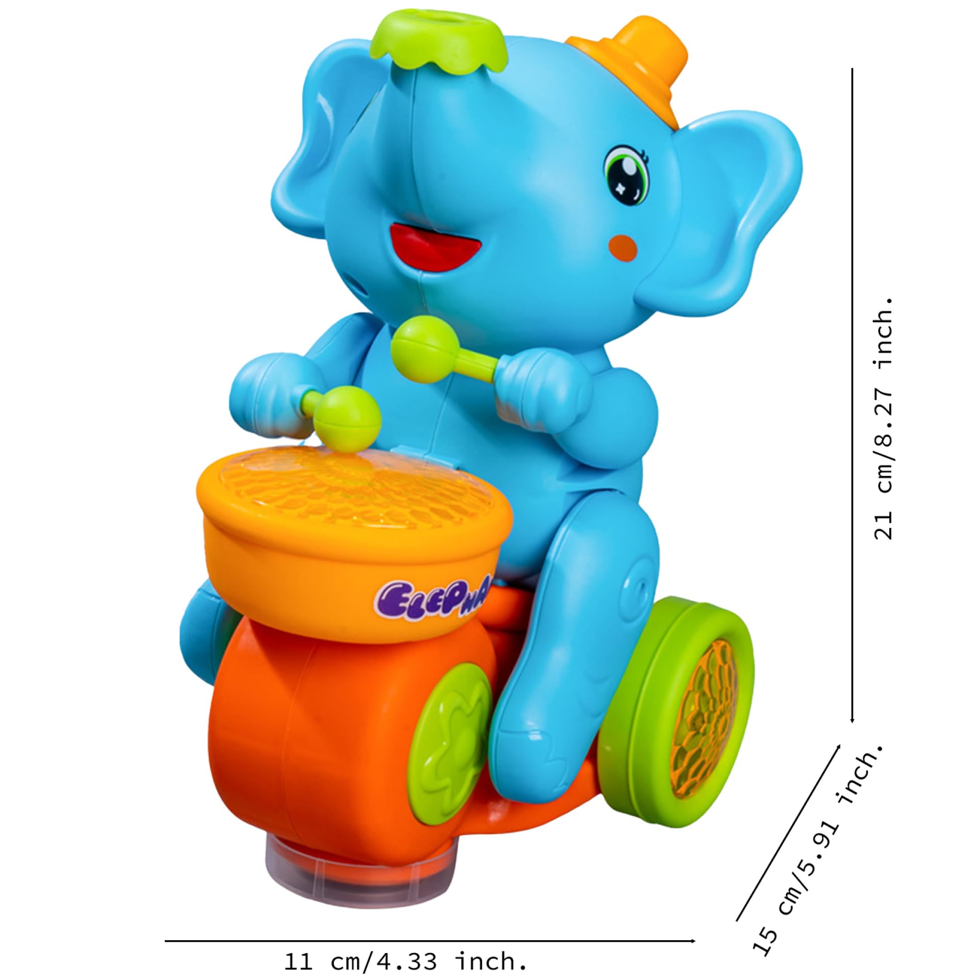 Electric Walking Elephant Toy with Drum, Floating Ball & LED Lights - Musical Baby Crawling Toy with Sounds for Ages 3+ | Educational Learning Toy for Toddlers | Perfect for Playtime, Birthday Gifts & Early Childhood Development