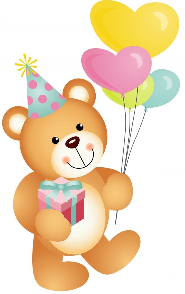Happy Birthday Teddy Bear Peel and Stick Wall Decal - 72