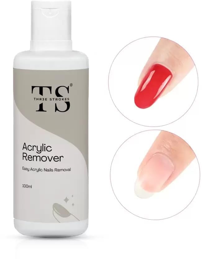 THR3E STROKES 100ml Acrylic & Gel Nail Polish Remover - Professional Strength Fast-Acting Nail Polish Remover for Salon & Home Use - Gentle Formula Protects Natural Nails - Perfect for Manicures, Pedicures & DIY Nail Care