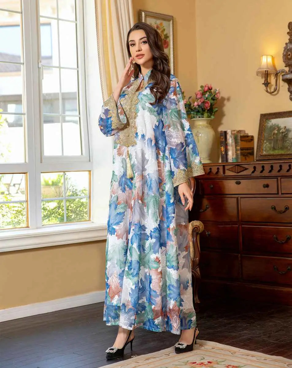 Elegant Eid Dress for Women - Embroidered Arab Dubai Kaftan Caftan Dress - Perfect for Eid Celebrations, Weddings & Special Occasions