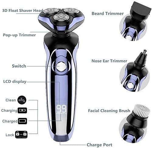 Best Electric Shavers for Men - Waterproof Cordless Rotary Facial Shaver with Beard Trimmer | USB Rechargeable for Wet/Dry Use | Perfect Travel Shaver & Gift for Husband | Smooth Shaving at Home, Gym or Business Trips