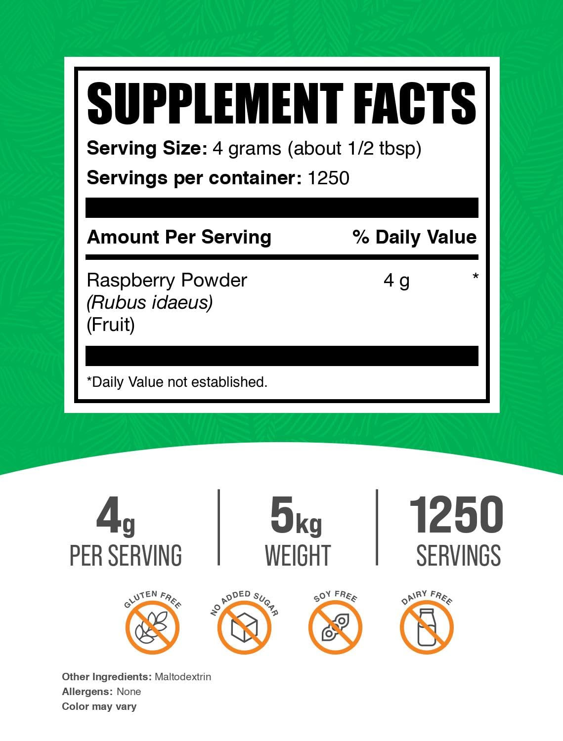 BulkSupplements.com Raspberry Powder - 100% Pure Dried Raspberry Fruit Powder, Natural Antioxidant Supplement for Smoothies, Baking & Healthy Recipes (5kg/11lbs) - Vegan, Gluten-Free, Non-GMO