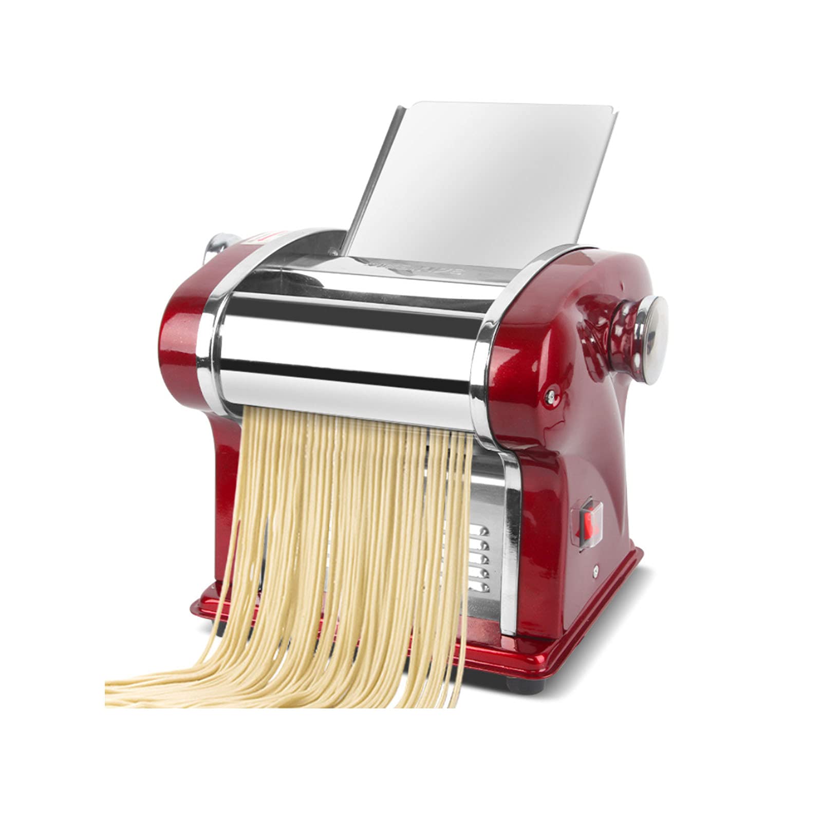 Automatic Pasta Maker Machine - Stainless Steel Electric Noodle Maker for Home & Commercial Use - 2-in-1 Dough Press with 2.5mm Round & Flat Noodle Blades - Perfect for Italian Cuisine, Restaurant Kitchen & Homemade Pasta Lovers