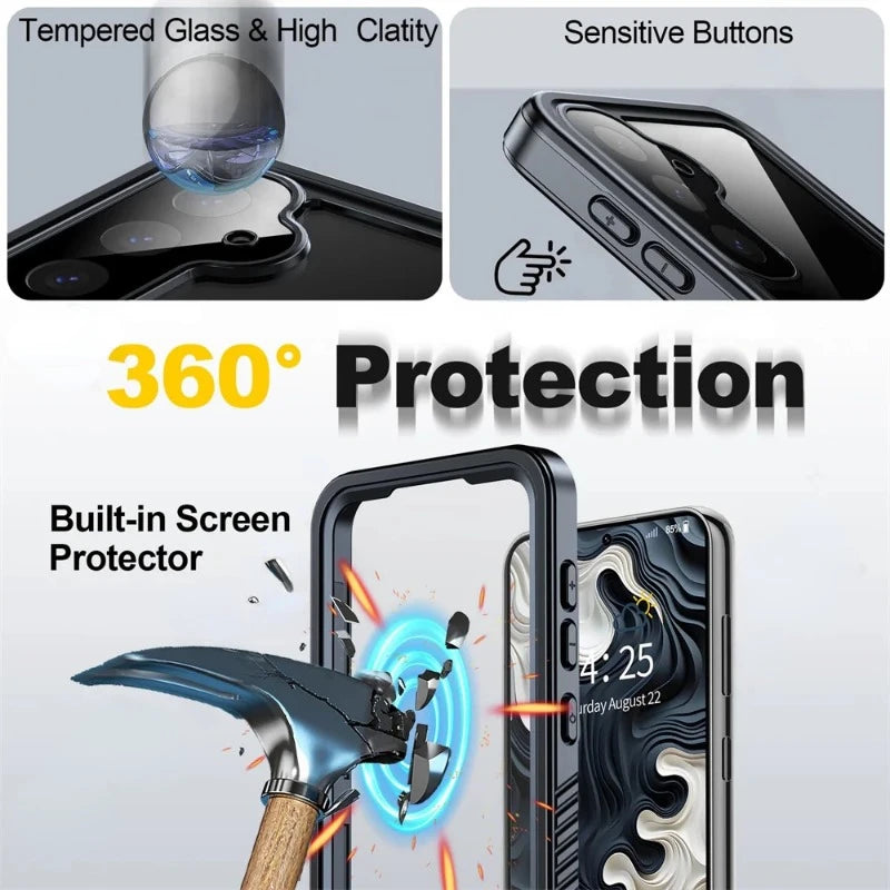 Samsung Galaxy S25 Plus Waterproof Case IP68 Certified - Underwater Protection for Swimming, Snorkeling & Beach Activities