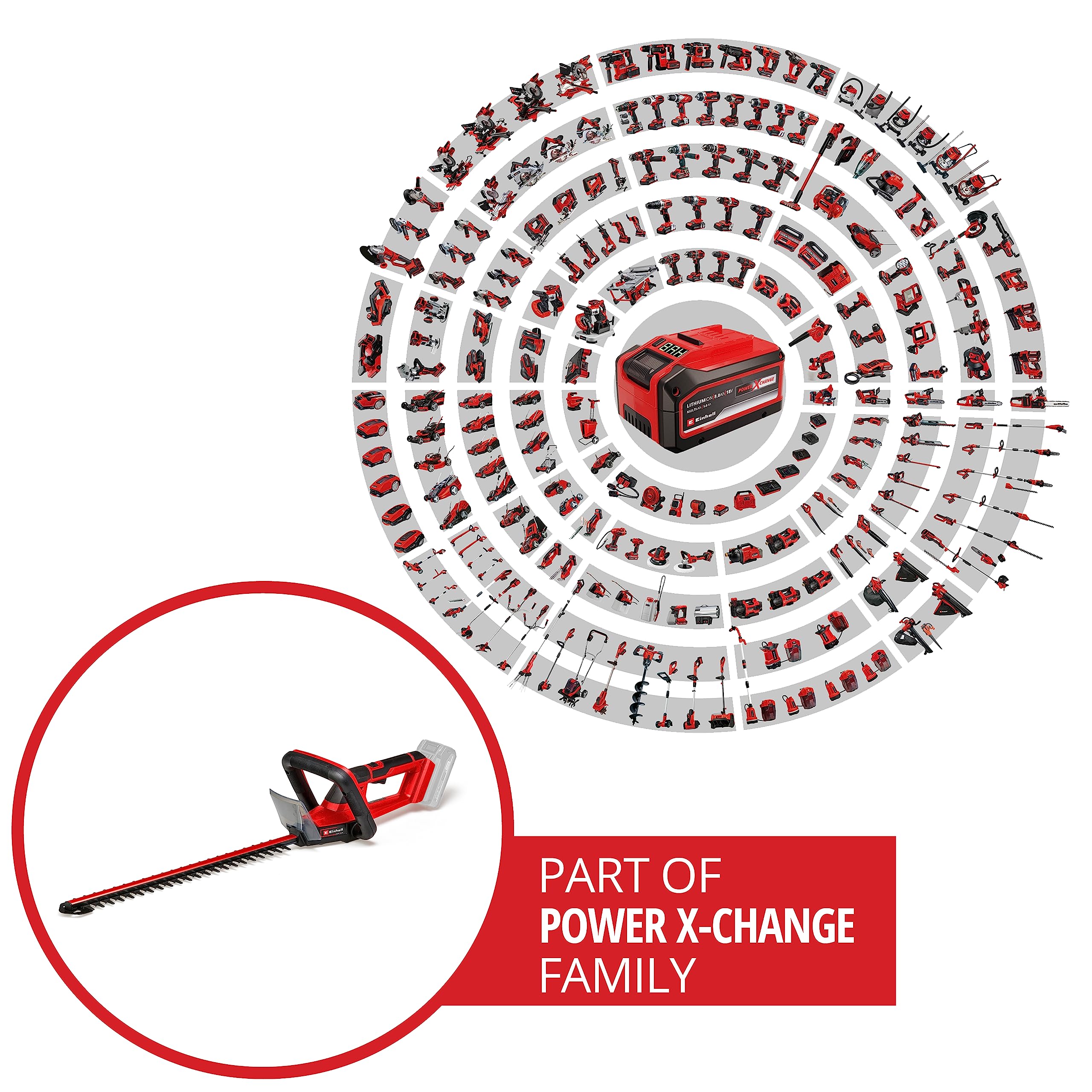 Einhell GC-CH 18/50 Li Cordless Hedge Trimmer - 18V Lithium-Ion, Metal Gear, Aluminum Blade Cover (Battery & Charger Not Included) - Perfect for Home Garden Landscaping & Yard Maintenance