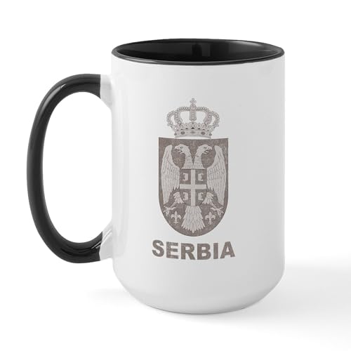 White/Black Inside - Vintage Serbia Large Mug