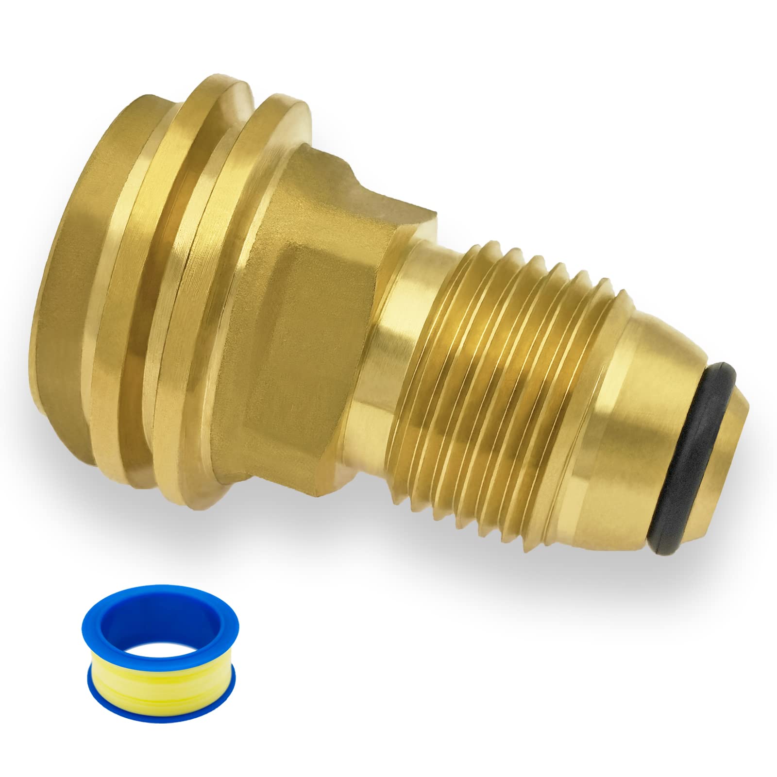 Propane Gas Fuel Adapter - Convert Old-Style POL to New 100 LB LP Tank Service Valve with QCC1 Type1 Outlet Connector | Solid Brass Hose Regulator for Easy Installation | Perfect for Heater, Grill, RV, Griddle & Fire Pit