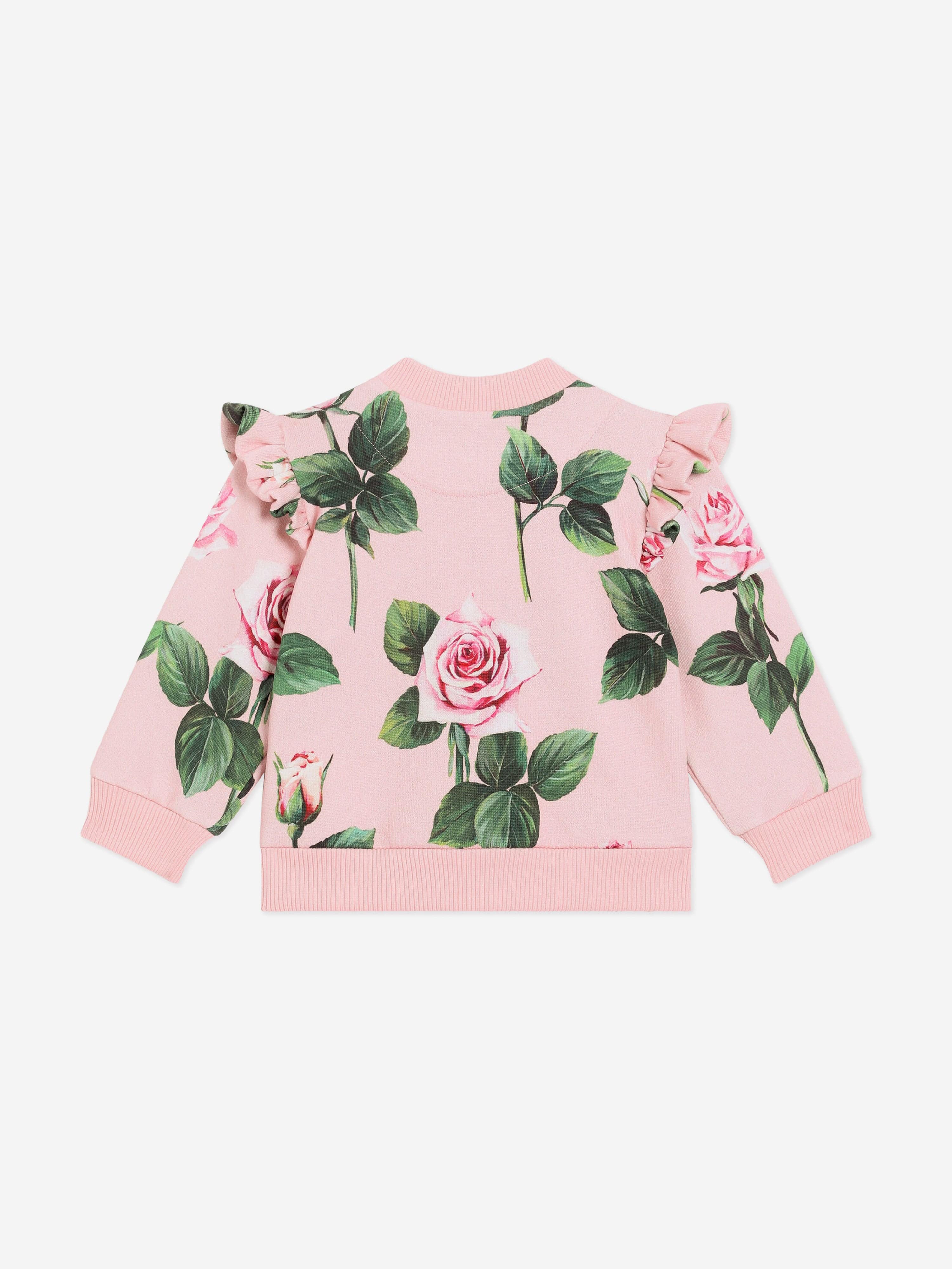 Pink Rose Print Sweatshirt for Baby Girls | Soft Cotton Pullover | Perfect for Playdates, Family Photos & Everyday Comfort