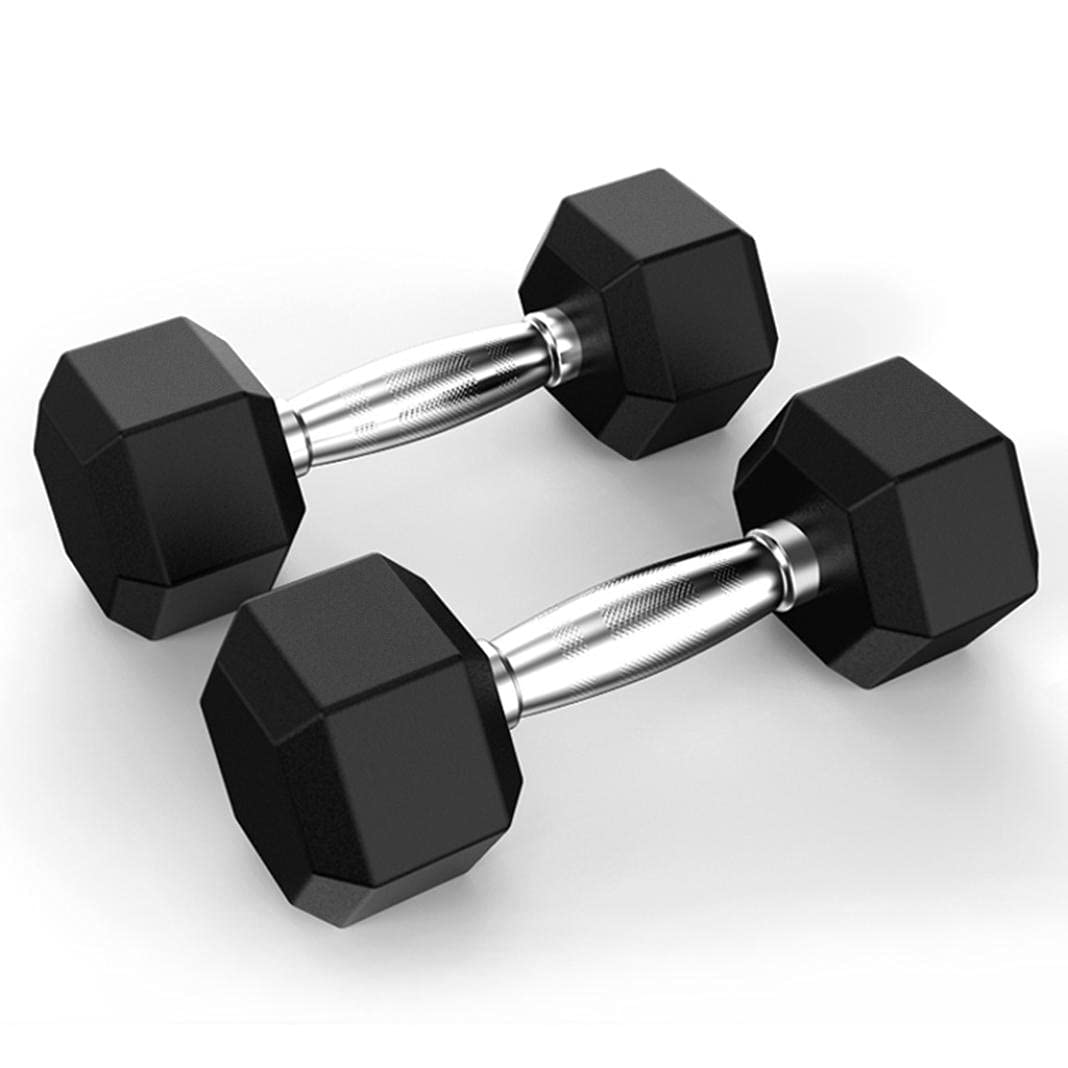 5-50 LB Hex Rubber Dumbbell Set with Metal Handle - Heavy Duty Strength Training Equipment for Home & Gym - Perfect for Weightlifting, CrossFit, and Fitness Workouts [US Stock]