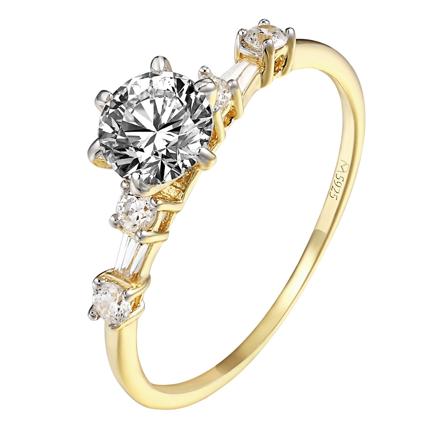 Round Cut Solitaire Engagement Ring for Women - 925 Sterling Silver with 14k Gold Finish | Perfect Wedding, Proposal & Anniversary Gift