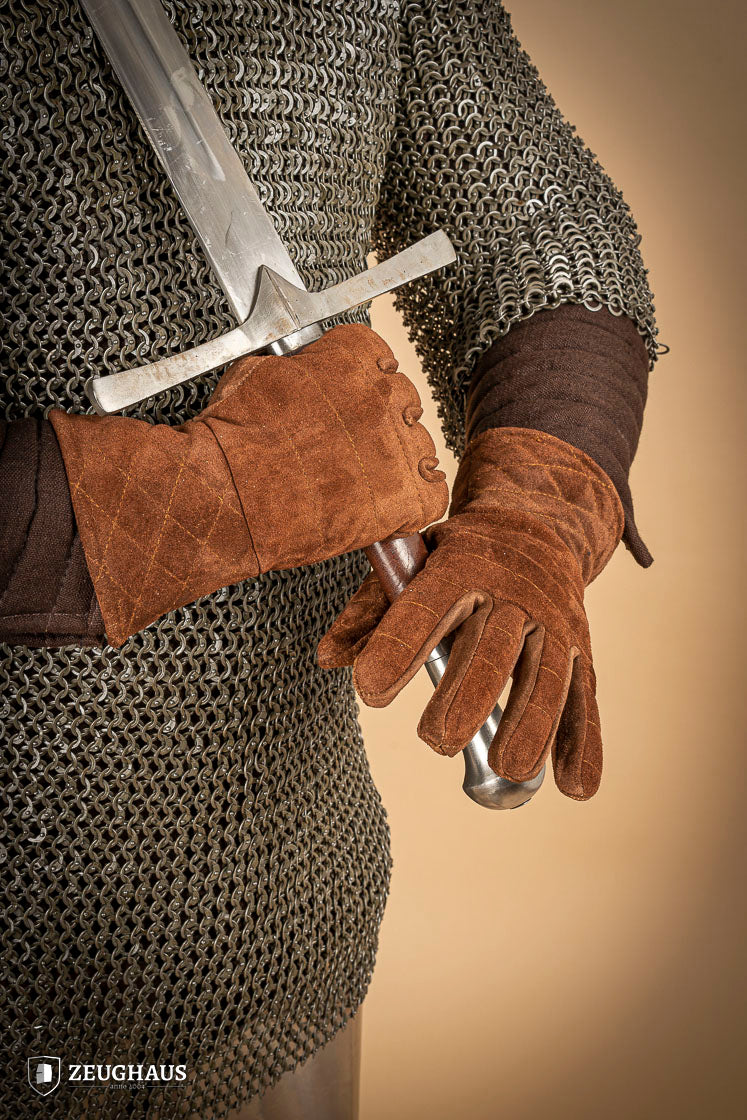 Premium Brown Suede Gauntlet Gloves - Soft & Durable for Motorcycle Riding, Winter Fashion & Outdoor Activities