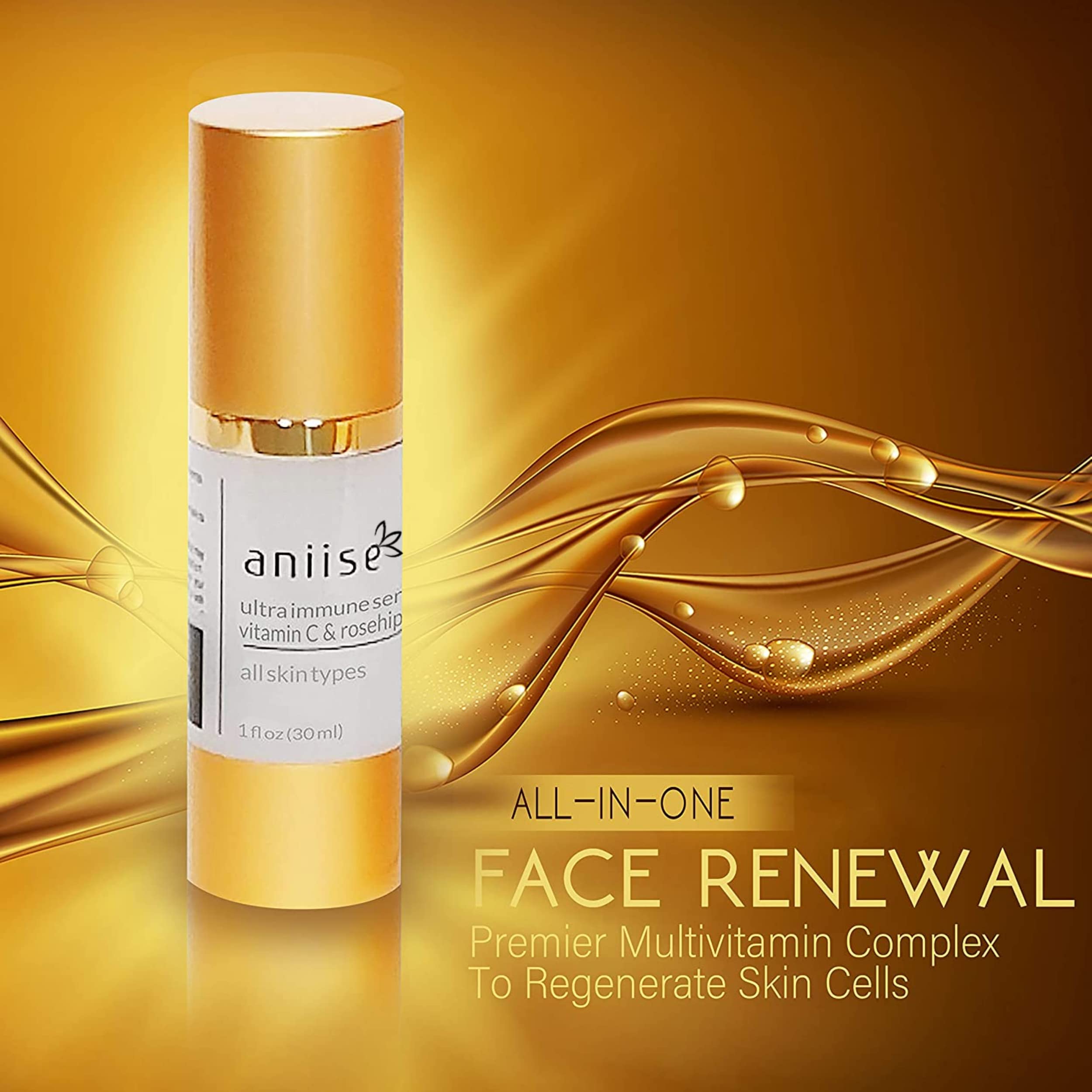 Best Anti-Aging Face Serum with Vitamin C, Collagen & Rosehip Oil - Brightening Complex for Glowing Skin, 1oz (30ml) - Perfect for Night Routine & Daily Hydration