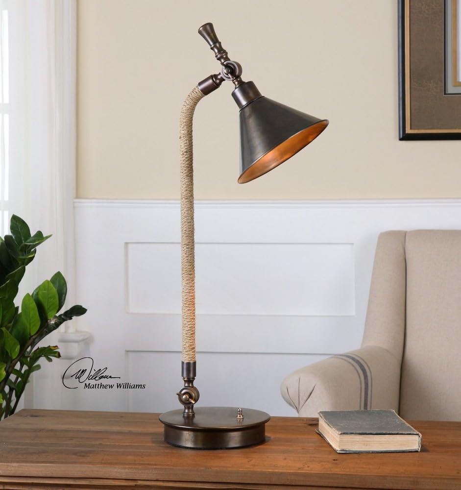 Metal Shade Desk Lamp with On/Off Switch - Adjustable Task Lighting for Home Office, Study & Reading - Energy Efficient LED Light for Workspace & Nightstand