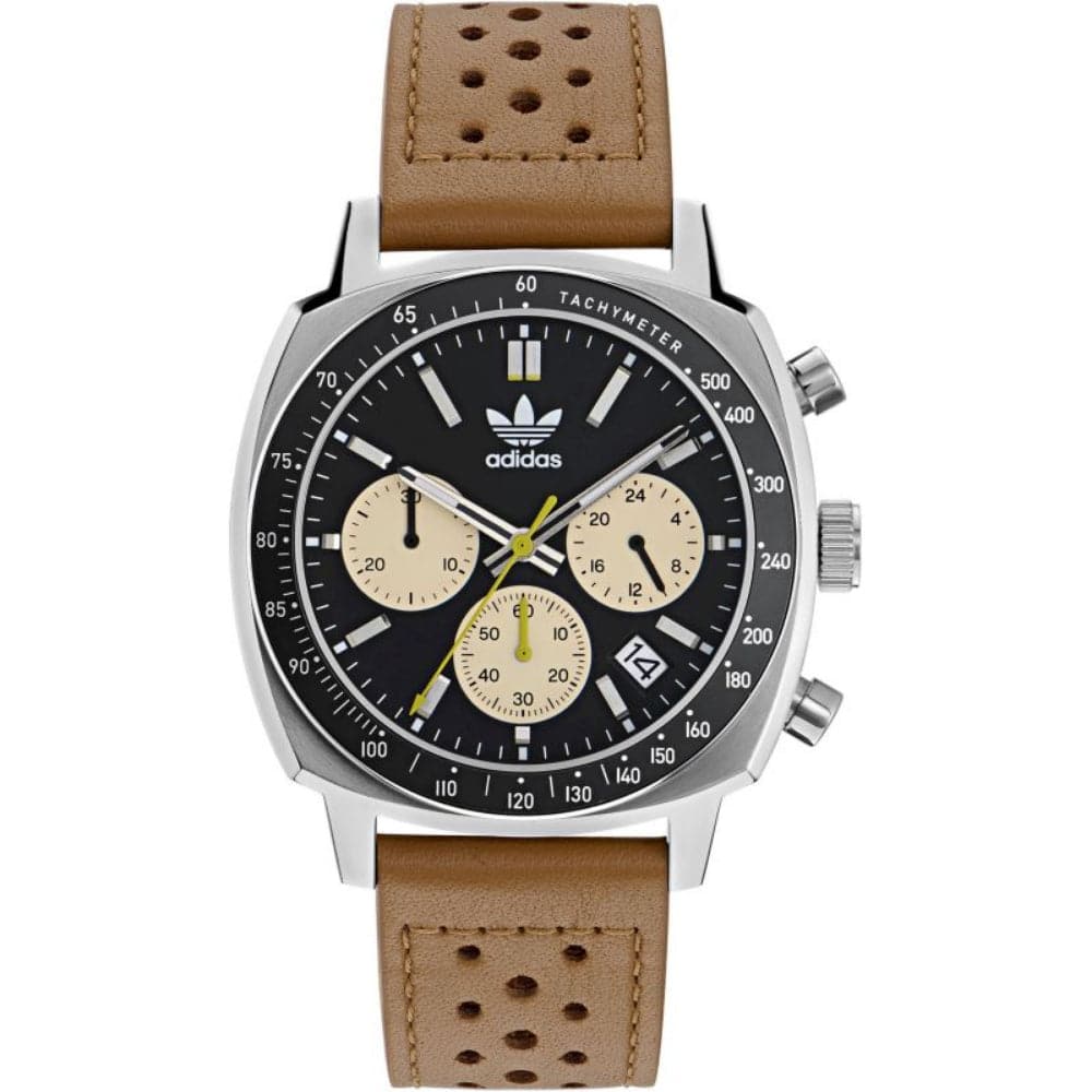 Adidas Master Originals Chronograph Watch for Men - Brown Leather Strap AOFH23576 | Stylish Casual & Business Timepiece for Everyday Wear