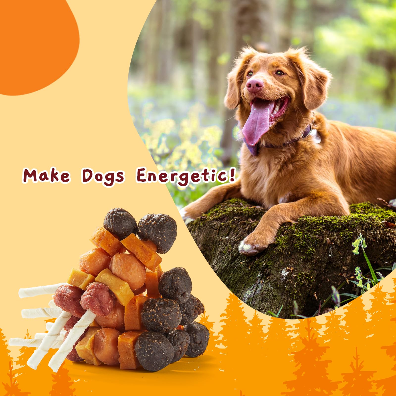 Jungle Calling Dog Kabob Treats - Chicken, Duck, Beef Flavors for Training & Play