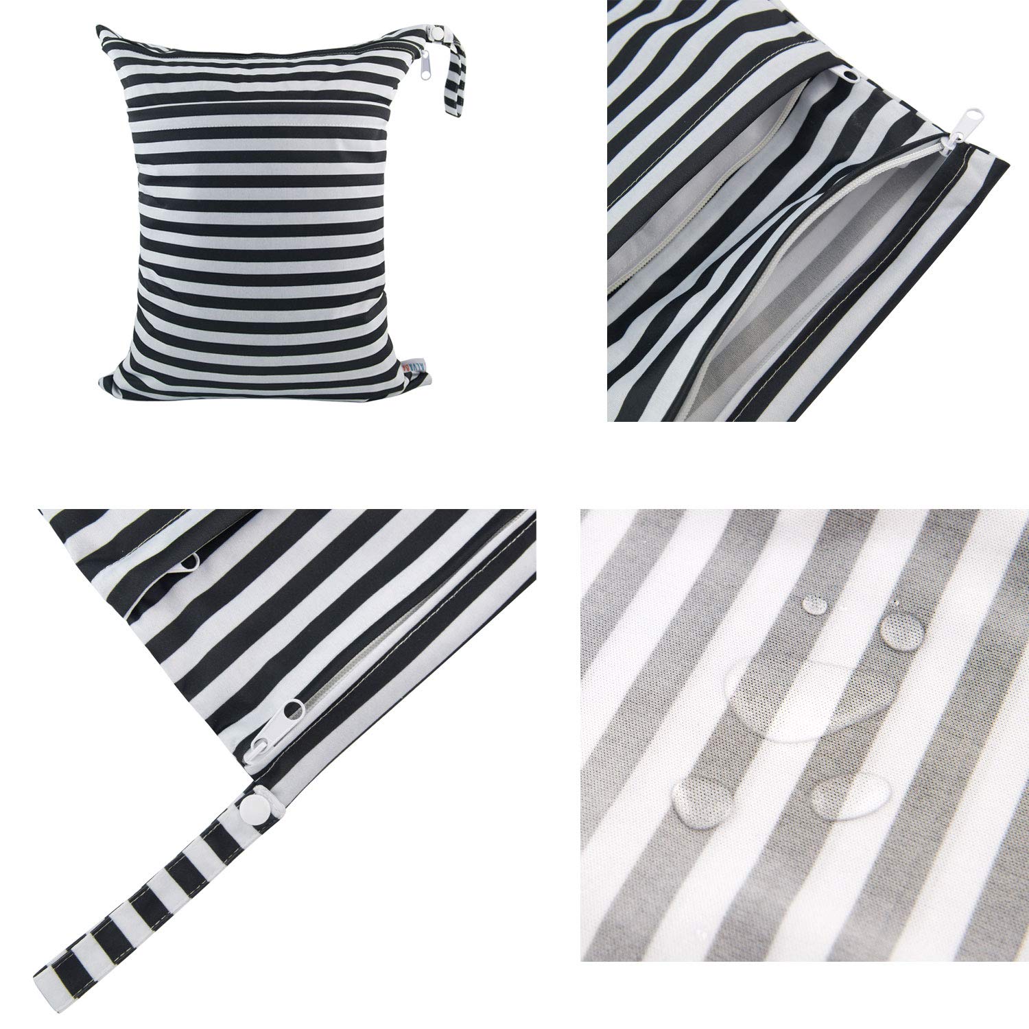 ALVABABY Waterproof Wet Dry Bags - 3 Pack Reusable Travel Storage with 2 Pockets for Swimsuits, Wet Clothes & Baby Diapers - Perfect for Beach, Pool, Gym, Yoga & Daycare Essentials