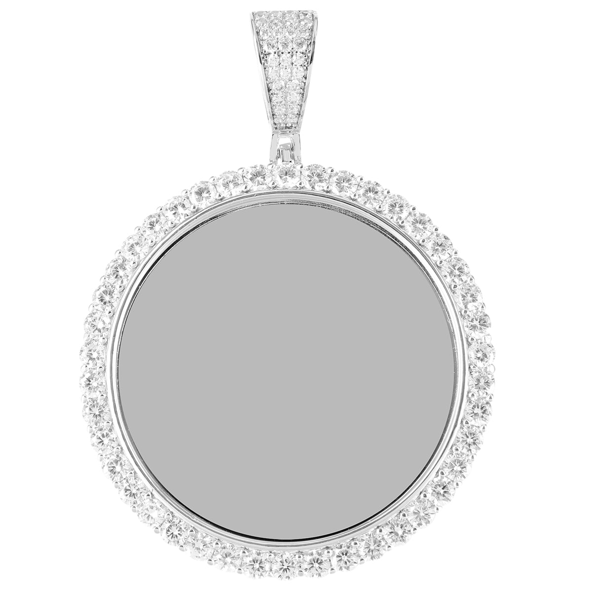 14K White Gold Round One Row Memory Picture Necklace - Perfect for Anniversaries, Gifts & Special Occasions