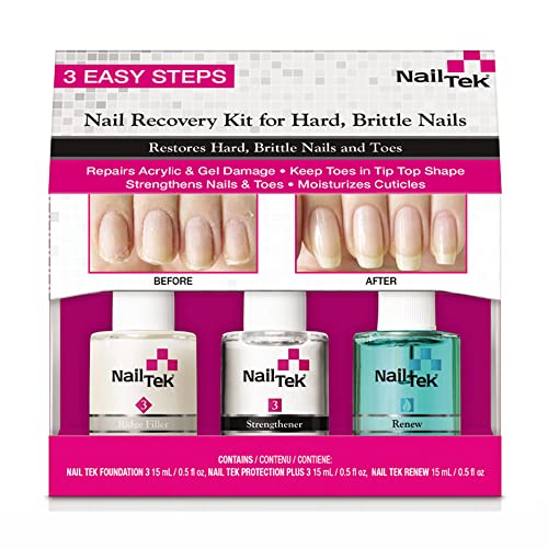 Nail Tek Nail Recovery Kit for Hard & Brittle Nails - Strengthening Treatment for Damaged Nails - Perfect for Salon, Home Care & Nail Repair