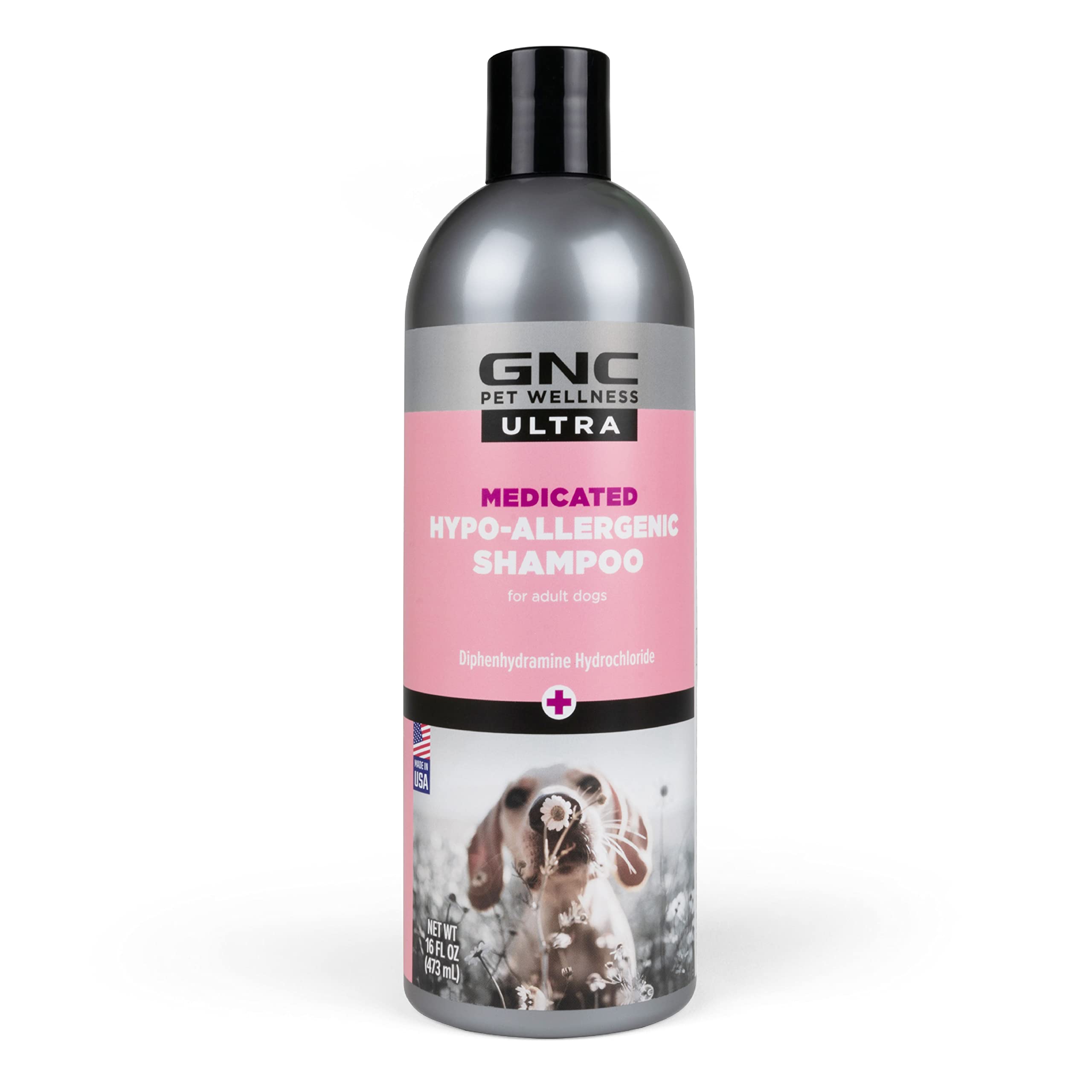 GNC Ultra Medicated Hypo-Allergenic Dog Shampoo 16oz - Sensitive Skin & Allergy Relief for Dogs | Fragrance-Free, Itch-Soothing Formula | Ideal for Bathing Dogs with Skin Irritations, Hot Spots & Allergic Reactions