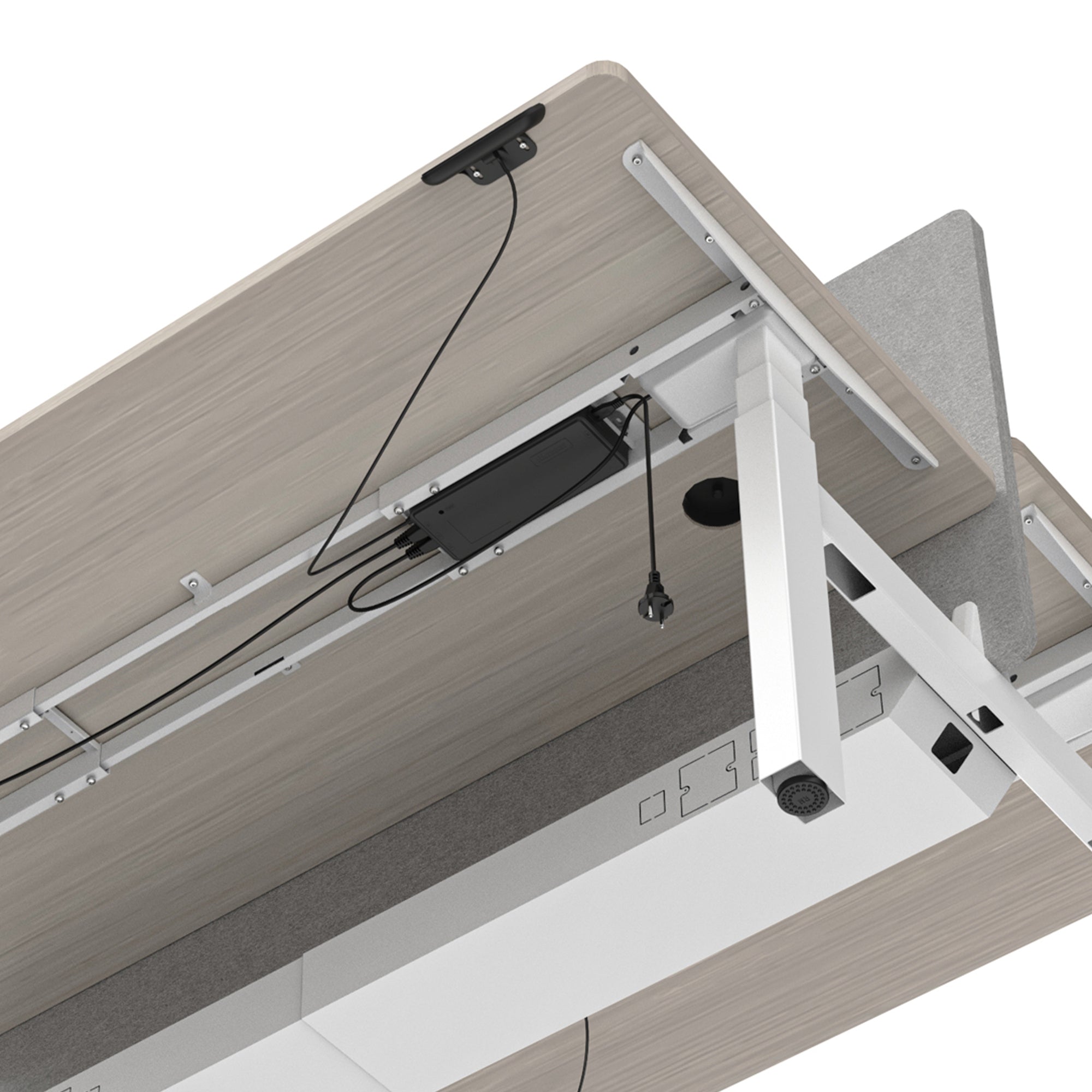 MARLO 2-Person Adjustable Height Workstation with Dual Lift Mechanism - 1.4M Oak & White Standing Desk for Home Office & Workspace - Perfect for Shared Workspaces, Small Offices & Remote Work
