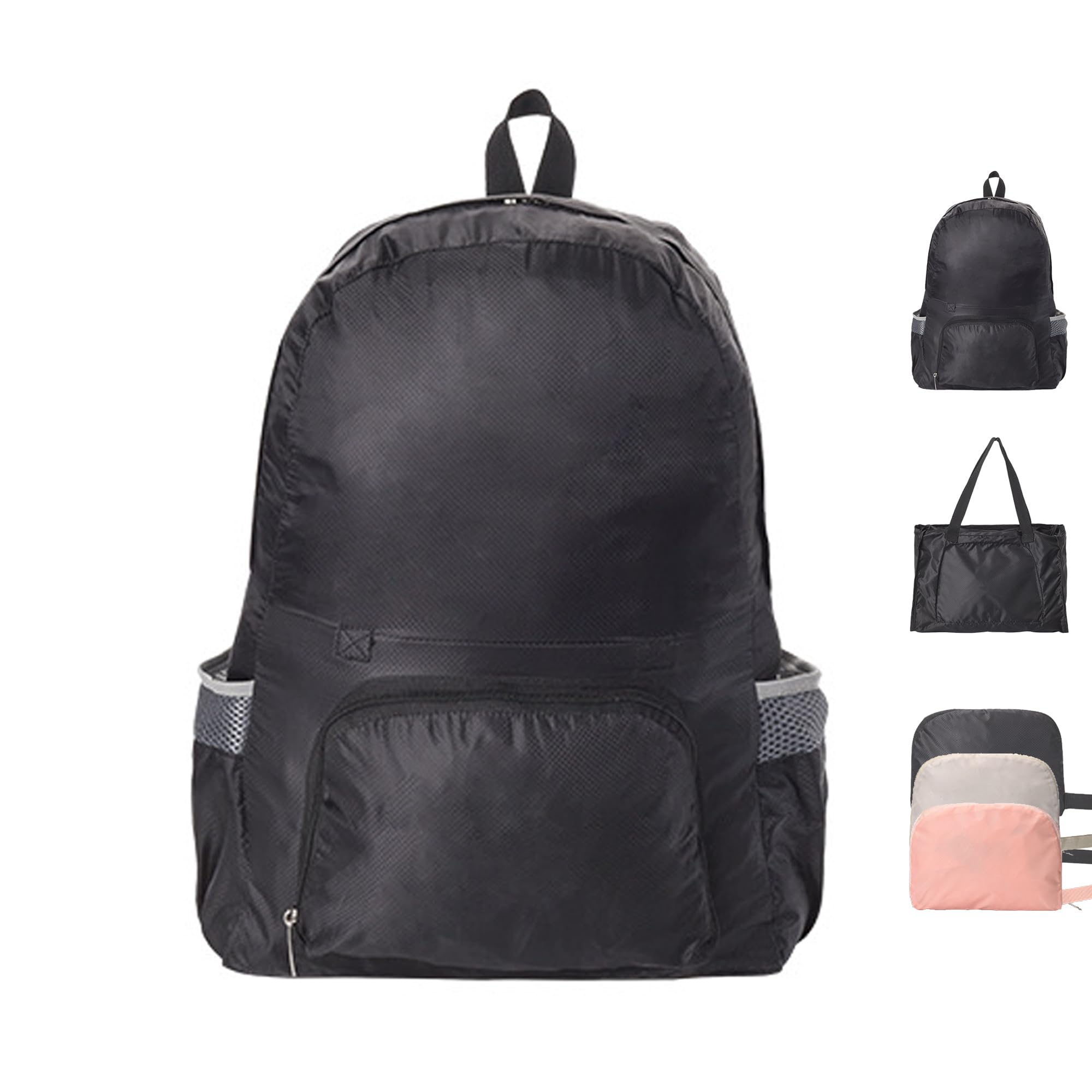 Lightweight Travel Backpack for Women & Men - Foldable Hiking Daypack for Outdoor Adventures, Commuting & Gym | Water-Resistant Packable Backpack (Upgrade Black) - Perfect for Camping, Air Travel & Daily Use