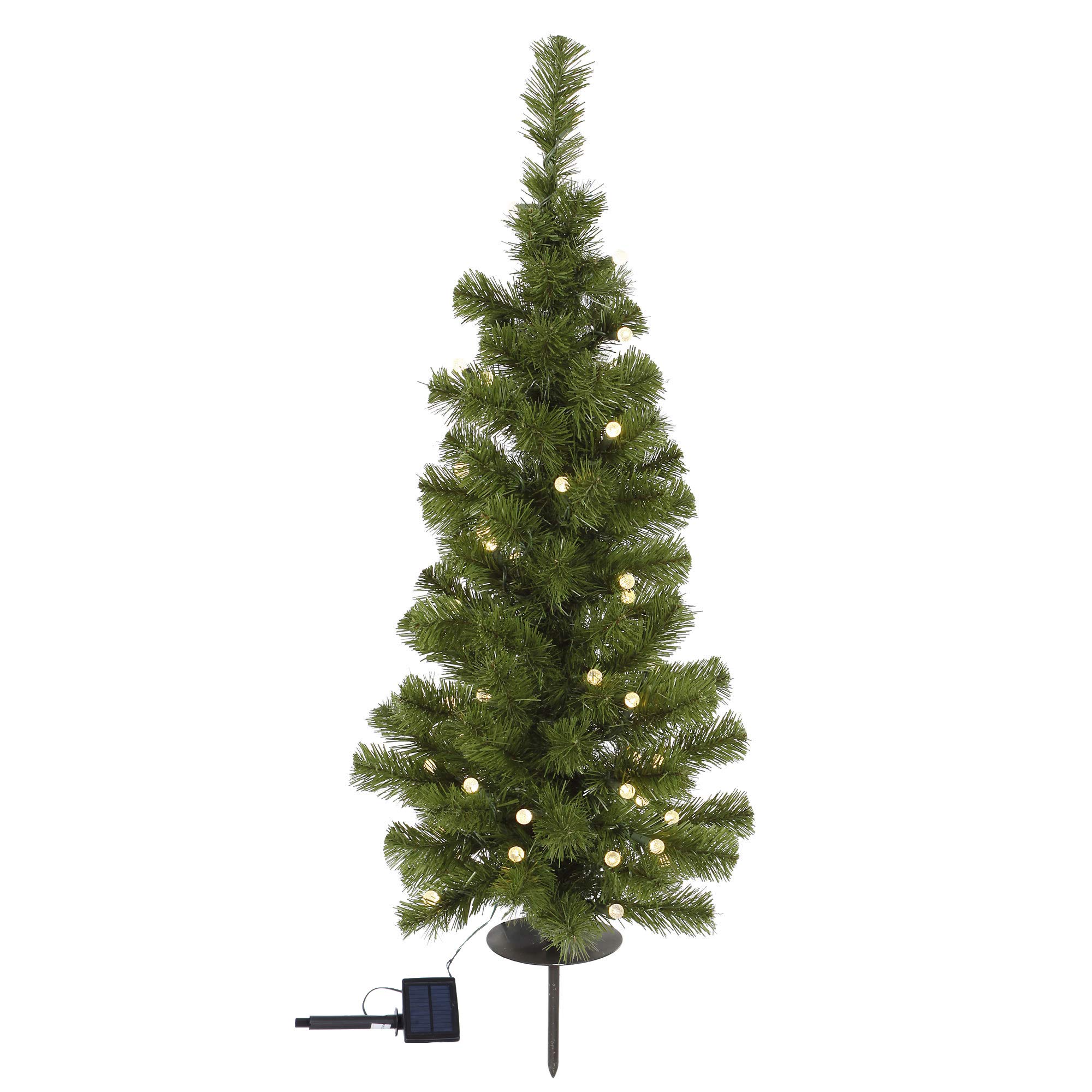 Vickerman 3ft Solar Powered Artificial Christmas Tree with Warm White LED Lights - Indoor Holiday Decor for Living Room, Bedroom & Office