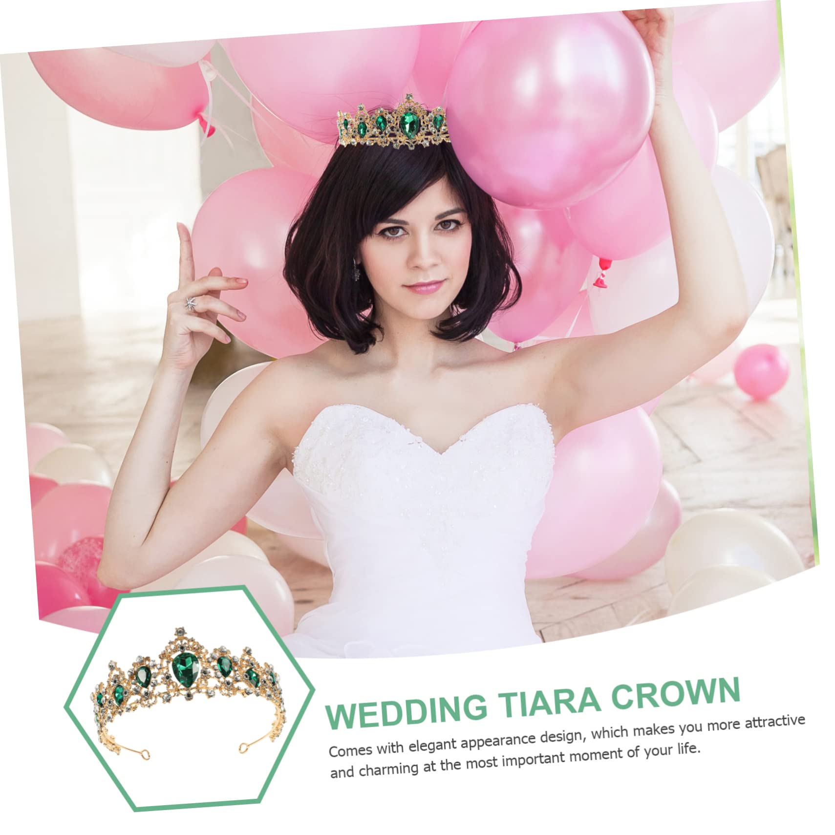 FOMIYES Lightweight Green Tiara for Women – Elegant Bridal Crown Wedding Headpiece for Brides, Princess Parties & Special Occasions