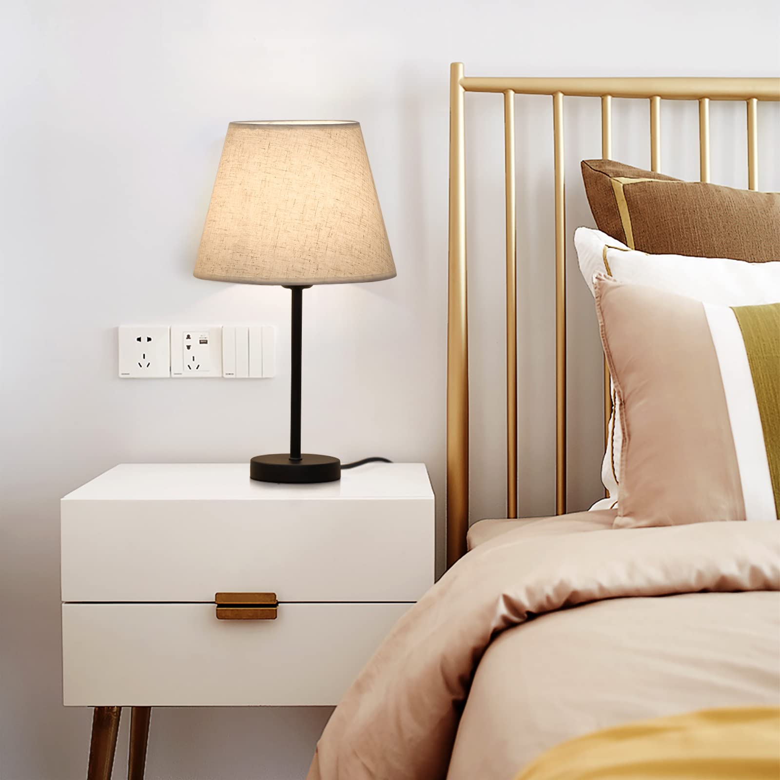 Modern Bedside Table Lamp Set of 2 - Classic White Nightstand Lamps for Bedroom, Living Room & Coffee Table - Perfect for Reading, Relaxing and Home Decor
