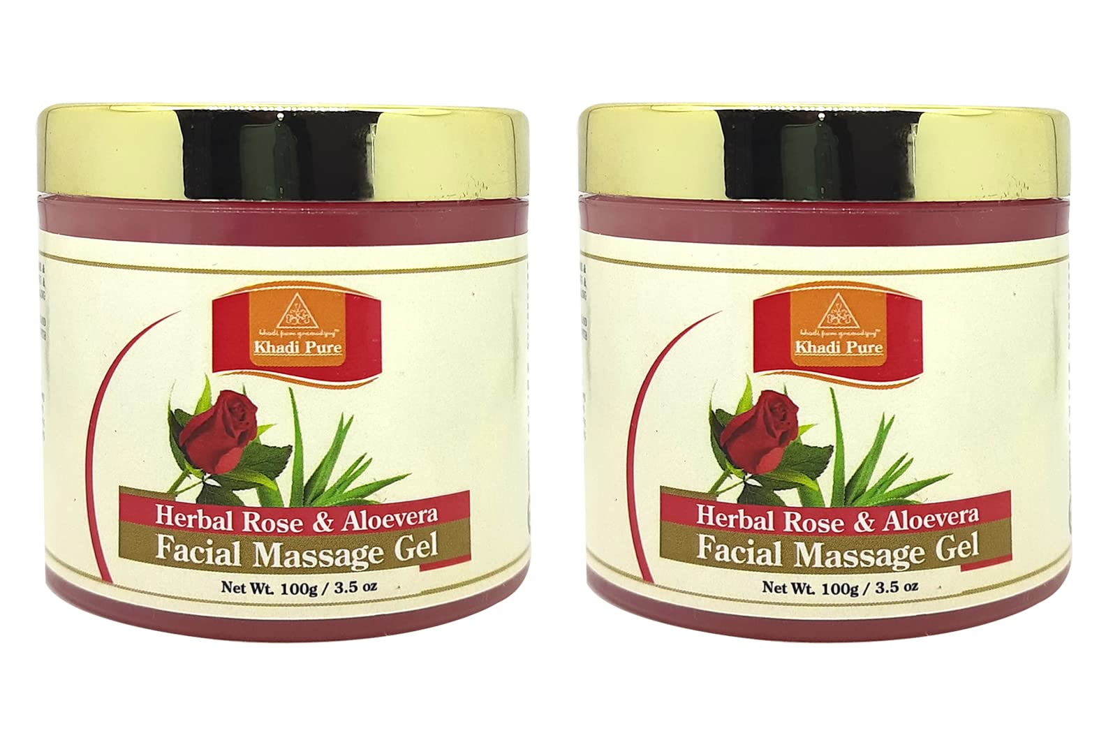 Khadi Pure Herbal Rose & Aloe Vera Face Massage Gel - 100g (Pack of 2) | Natural Skin Hydration & Glow | Perfect for Daily Skincare & Spa Treatments
