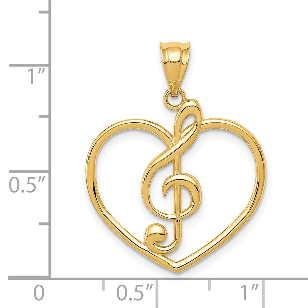 14k Gold Treble Clef Heart Pendant for Music Lovers