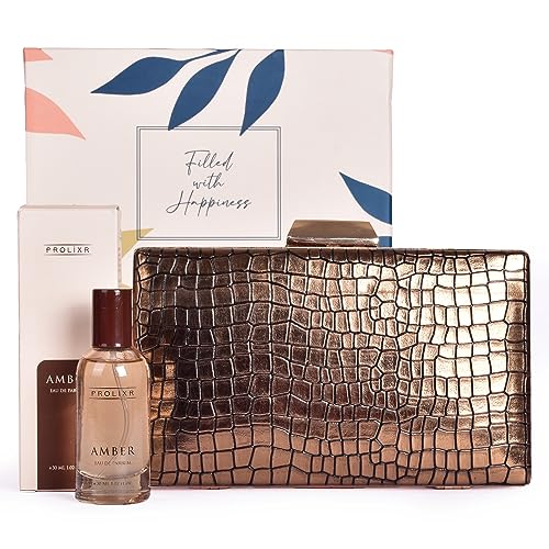 Gleevers 2-Piece Luxury Gift Set for Women - 30ml Perfume & Golden Sling Bag | Anniversary, Birthday, Valentine's Day Gift for Wife, Girlfriend, Sister | Perfect for Date Nights, Special Occasions & Everyday Elegance