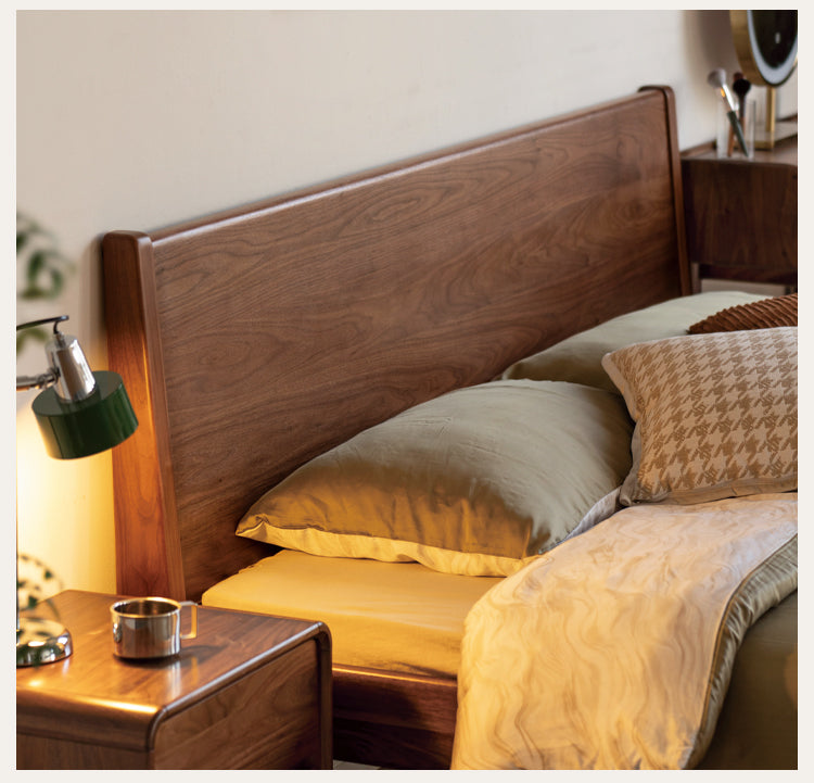Solid Black Walnut Wood Bed Frame - Queen Size, Natural Wood Grain, Sturdy Platform Bed - Perfect for Modern, Farmhouse & Rustic Bedroom Decor