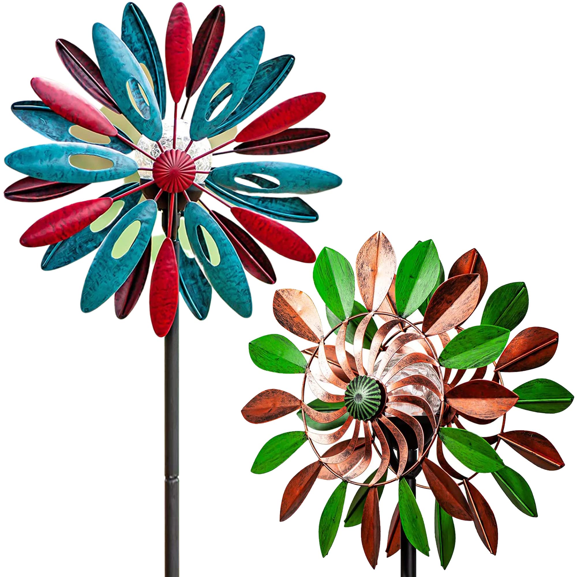 Solar Powered Glass Ball with LED Lights - 75in Multi-Color Wind Spinner for Garden, Yard, and Outdoor Decor | Weather-Resistant Solar Orb for Patio, Lawn, and Landscape Lighting at Night